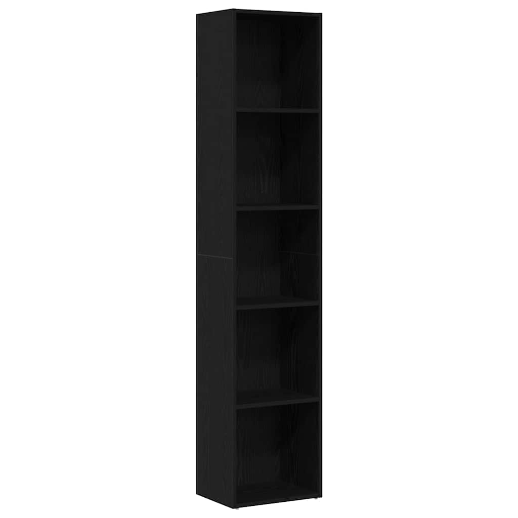 Book Cabinet Black Oak 40x30x189 cm Engineered Wood