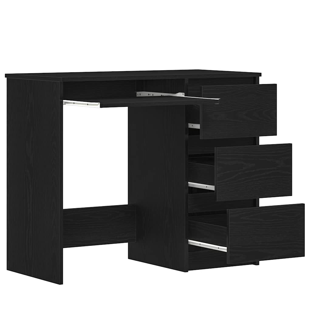 Desk Black Oak 90x45x76 cm Engineered Wood