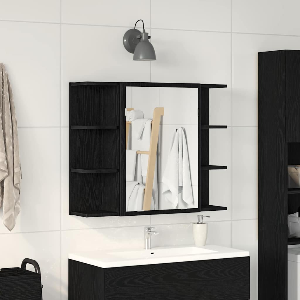 Mirror Cabinet Black Oak 80 x 20,5 x 64 cm Engineered Wood