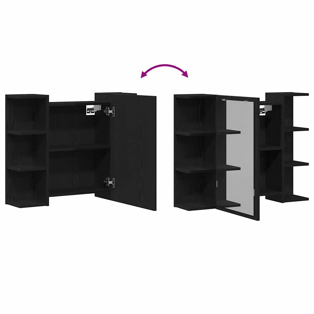 Mirror Cabinet Black Oak 80 x 20,5 x 64 cm Engineered Wood