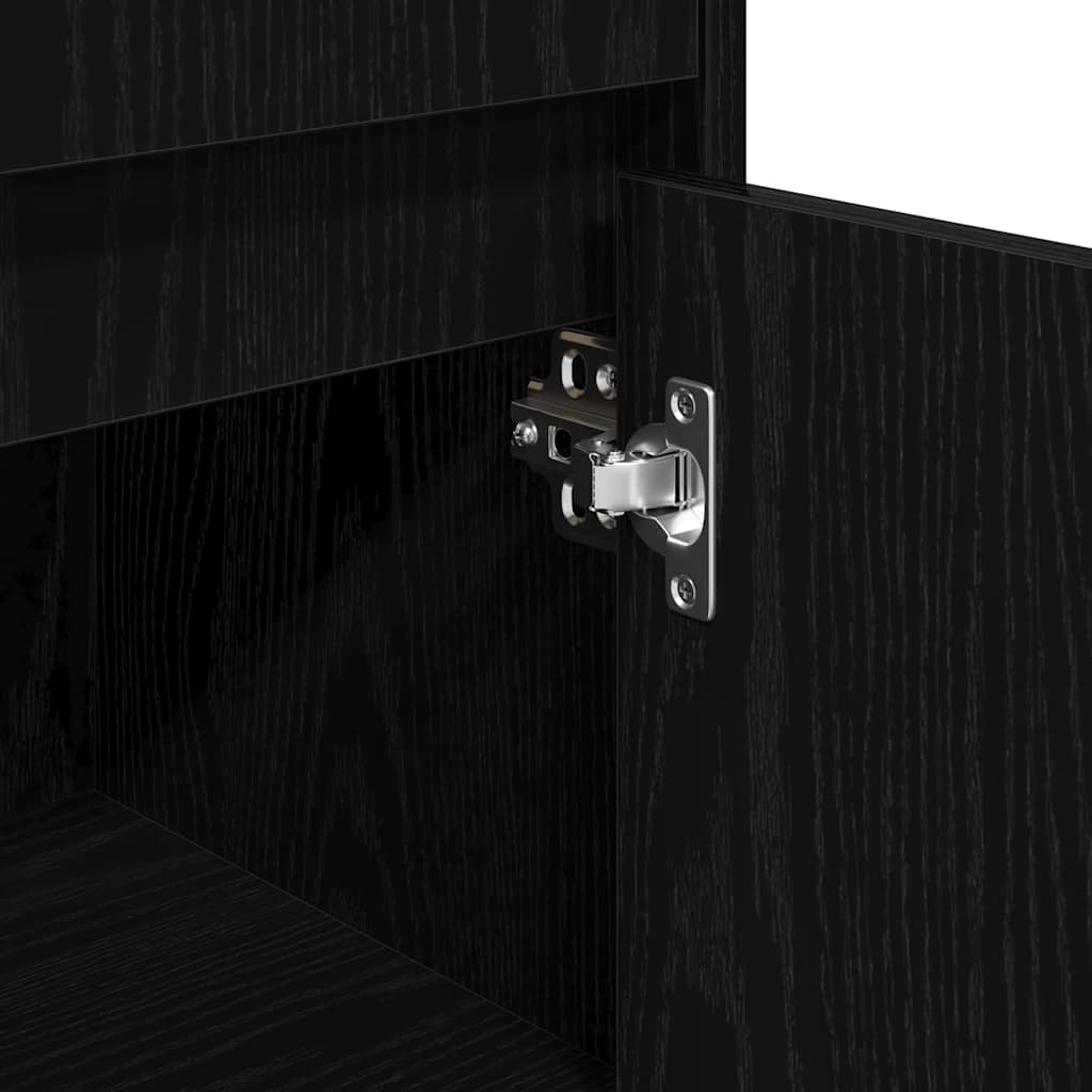 Bathroom Cabinet Black Oak 30 x 30 x 95 cm Engineered Wood