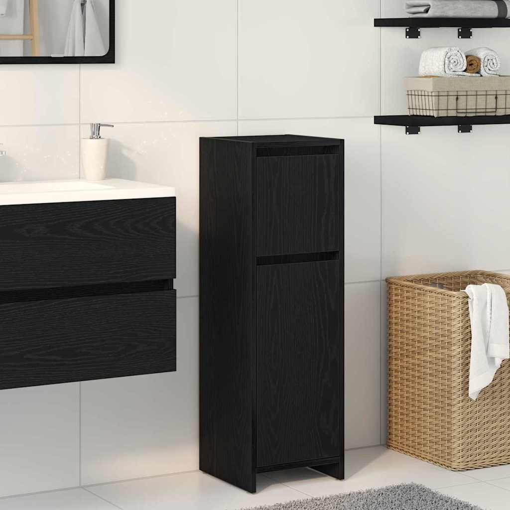 Bathroom Cabinet Black Oak 30 x 30 x 95 cm Engineered Wood