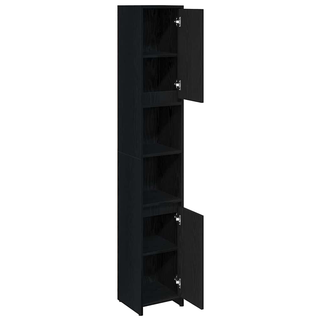 Bathroom Cabinet Black Oak 30 x 30 x 183,5 cm Engineered Wood