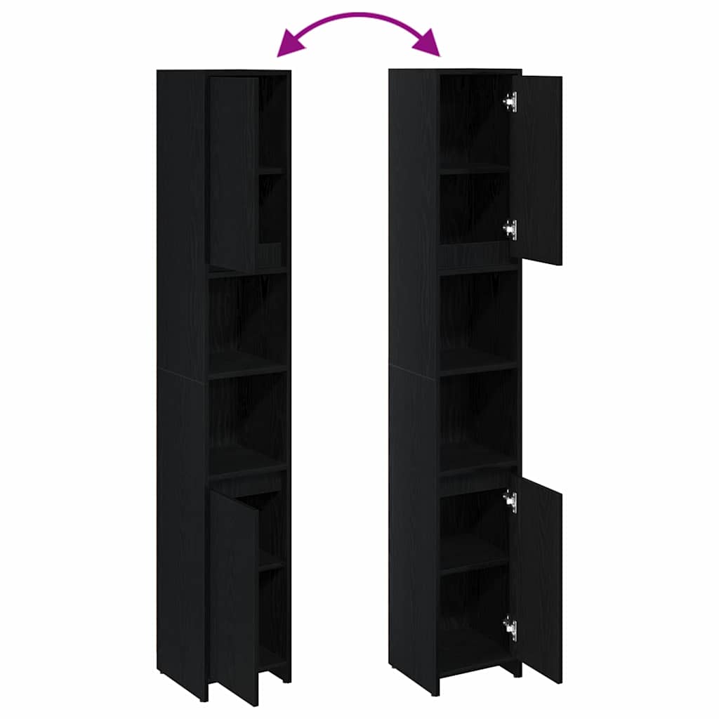 Bathroom Cabinet Black Oak 30 x 30 x 183,5 cm Engineered Wood