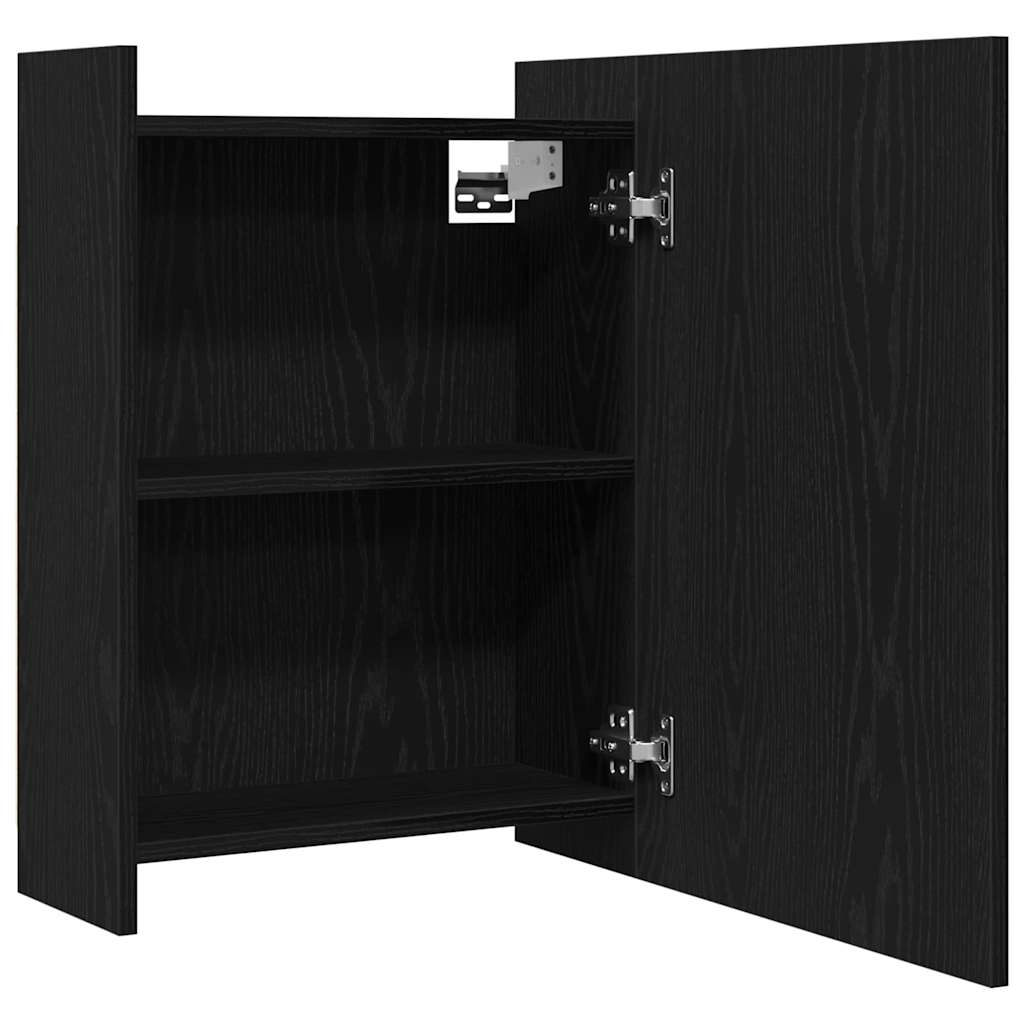 Bathroom Mirror Cabinet with Door Black Oak 62,5 x 20,5 x 64 cm