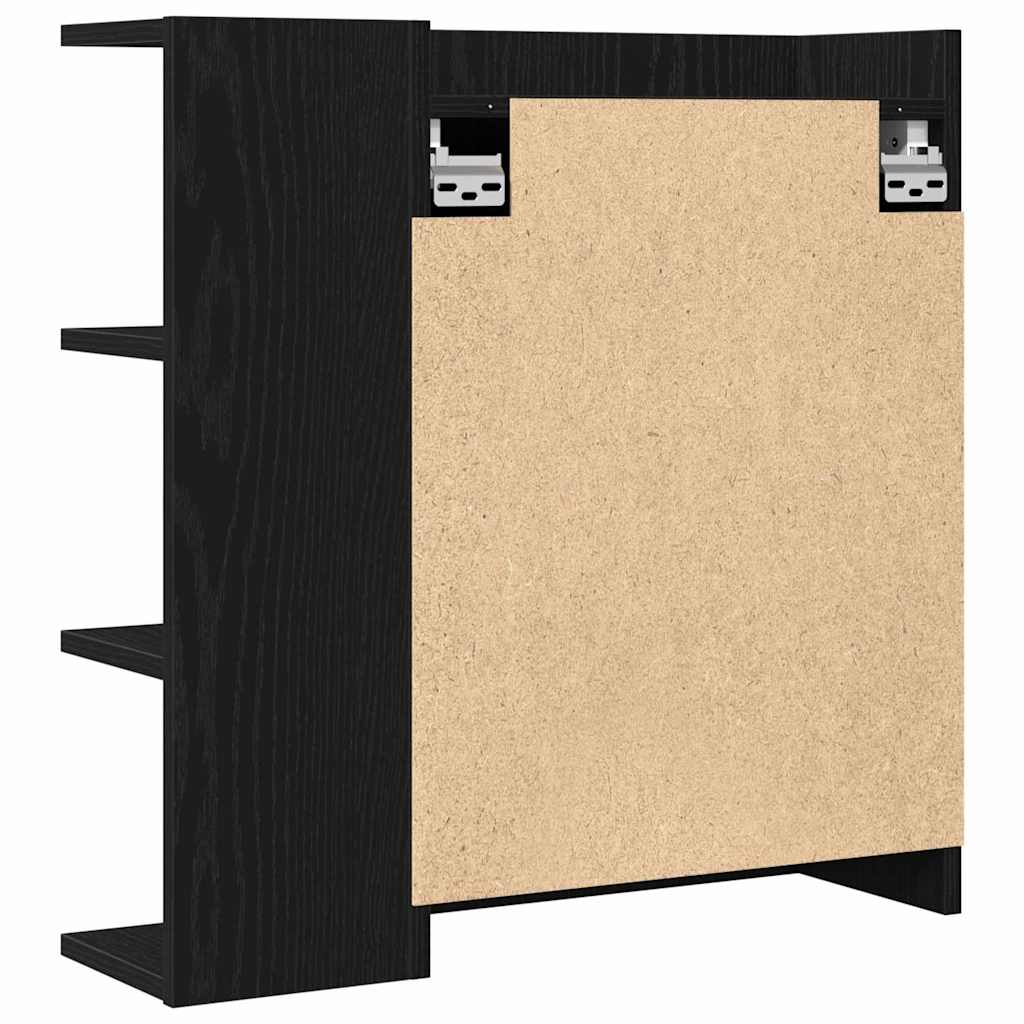 Bathroom Mirror Cabinet with Door Black Oak 62,5 x 20,5 x 64 cm