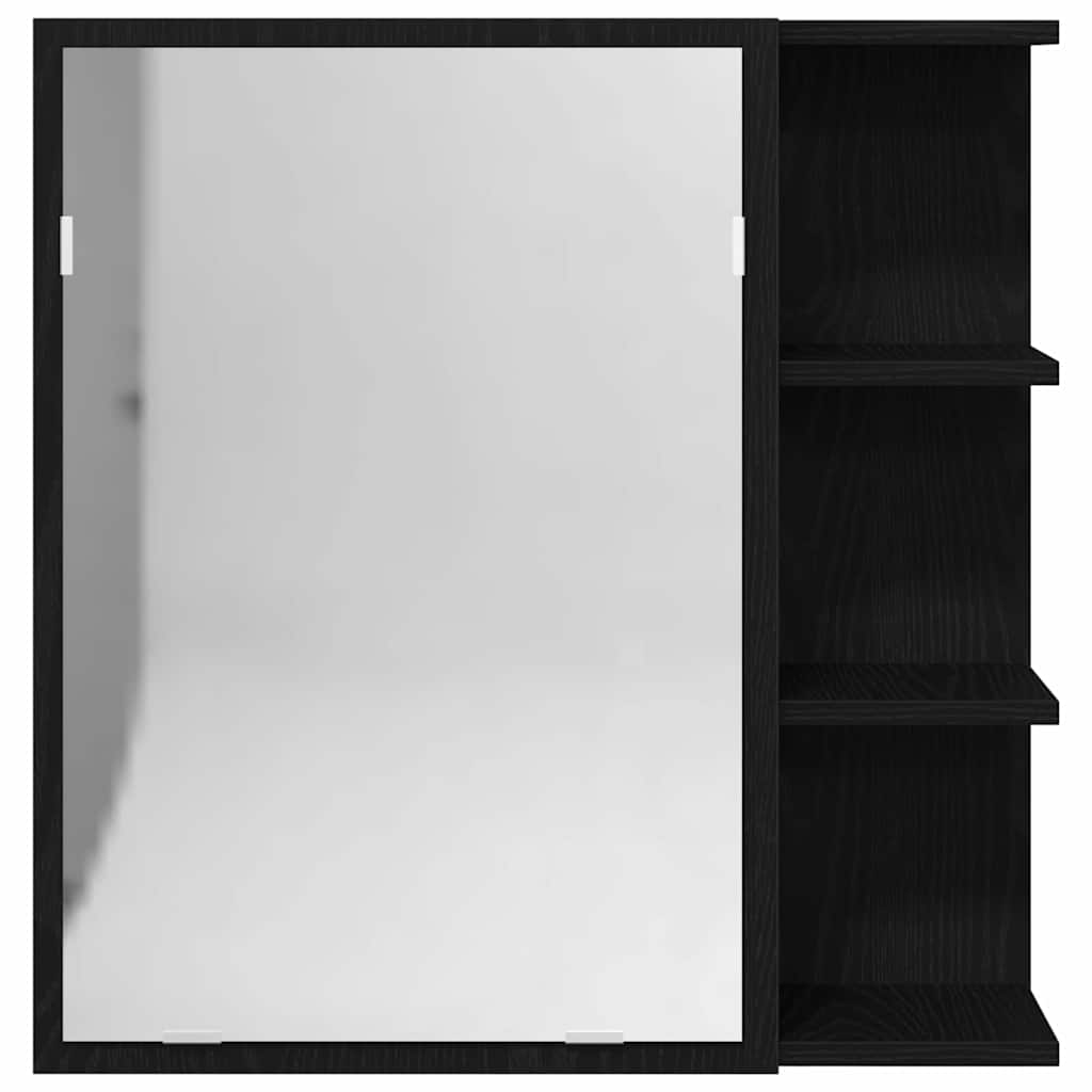 Bathroom Mirror Cabinet with Door Black Oak 62,5 x 20,5 x 64 cm