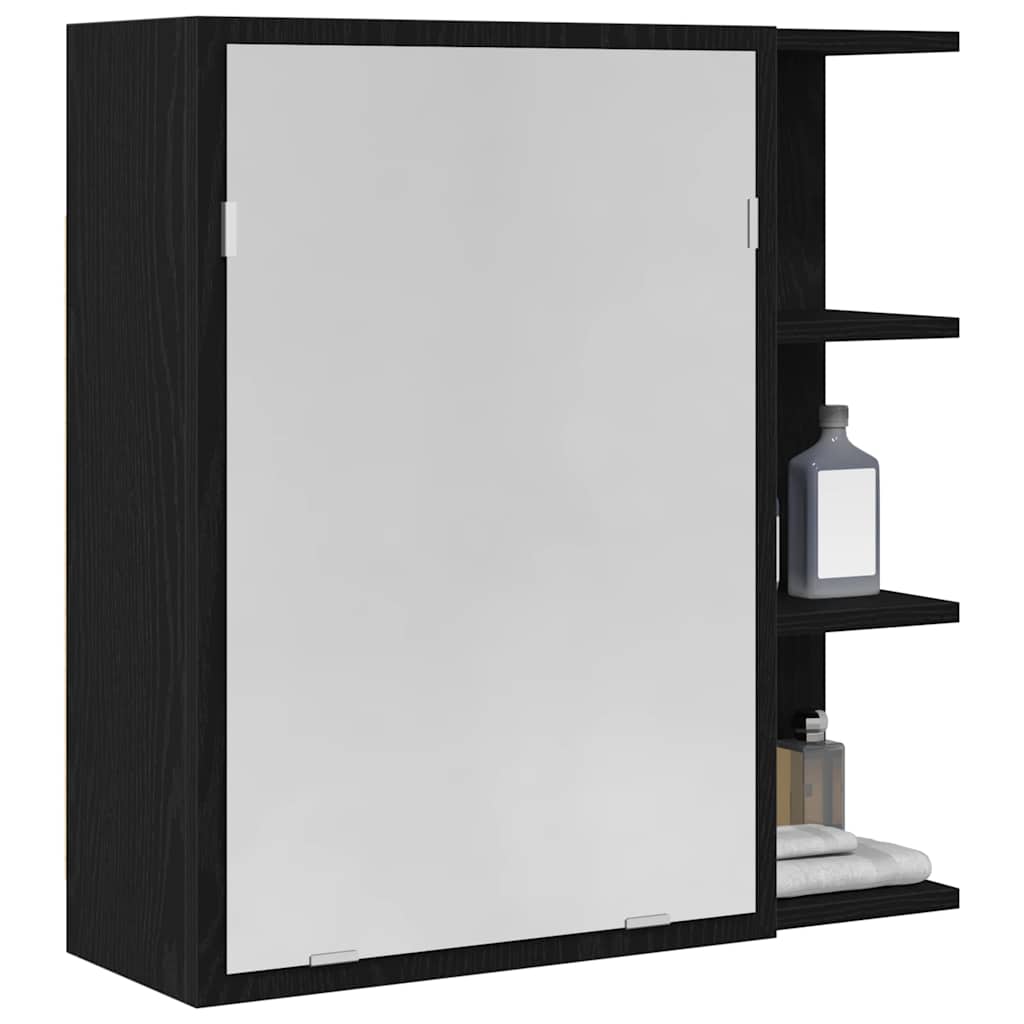 Bathroom Mirror Cabinet with Door Black Oak 62,5 x 20,5 x 64 cm