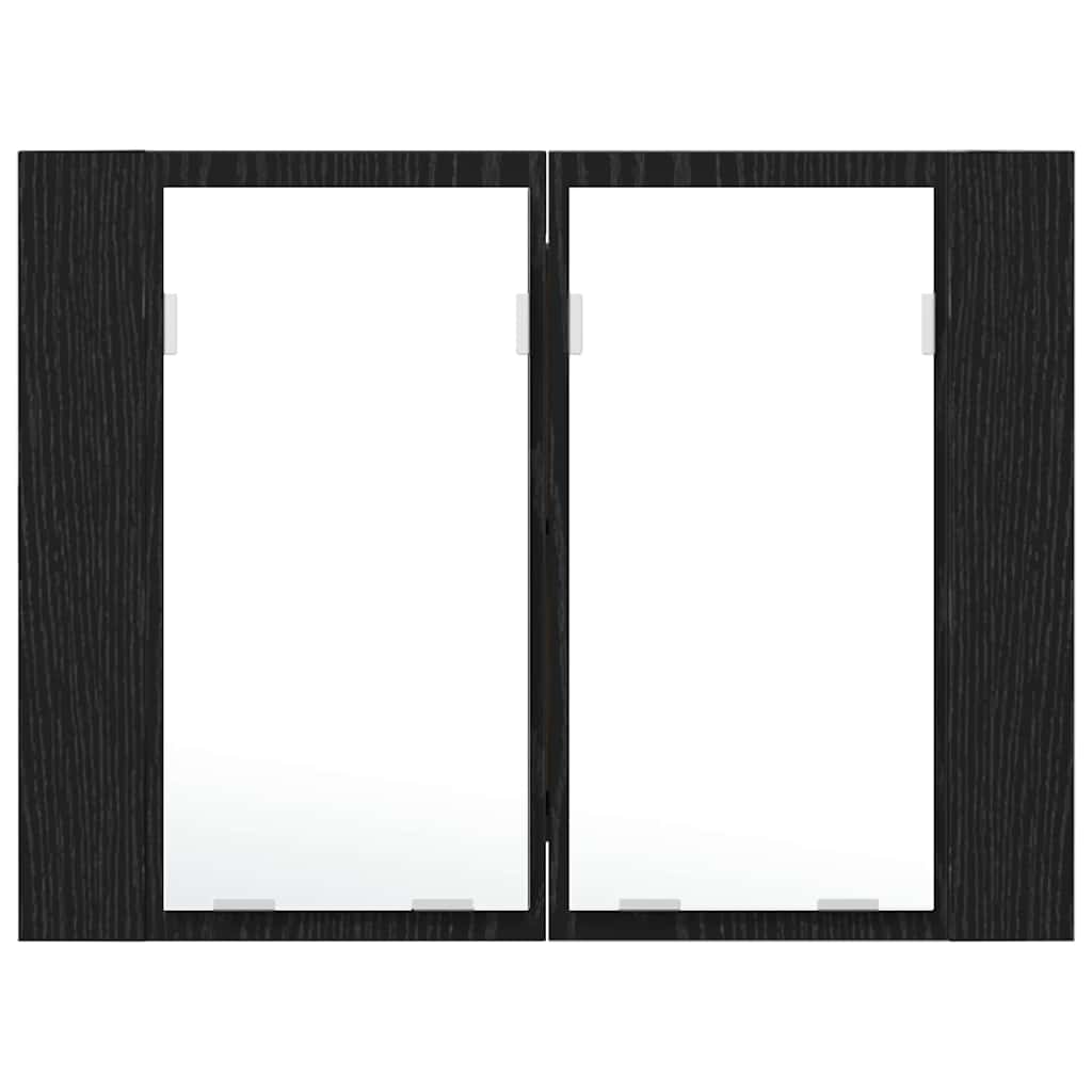 Bathroom Mirror Cabinet with Shelf Black Oak 60 x 12 x 45 cm