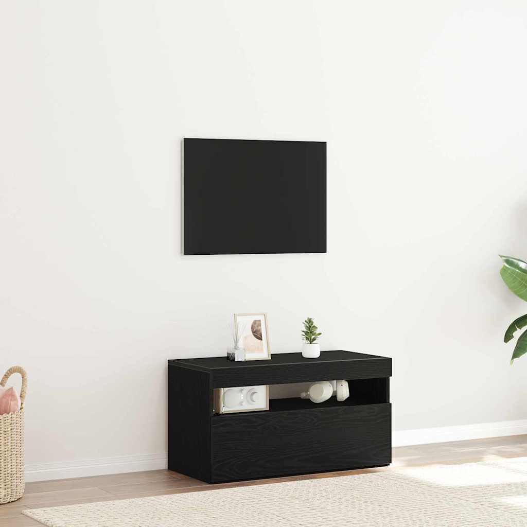 TV Cabinet Black Oak 75 x 35 x 40 cm Engineered Wood