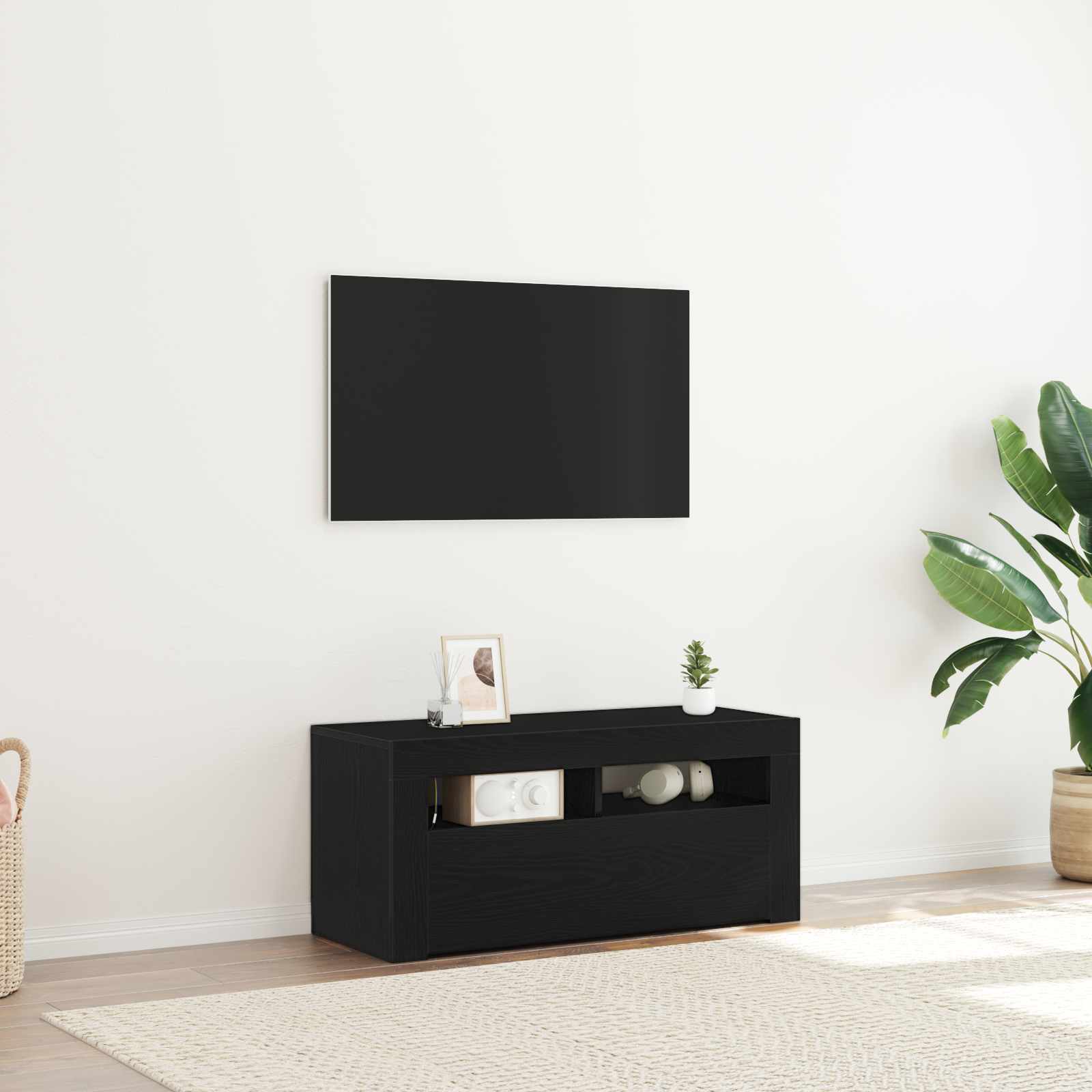 TV Cabinet 90 x 35 x 40 cm Black Oak Engineered Wood