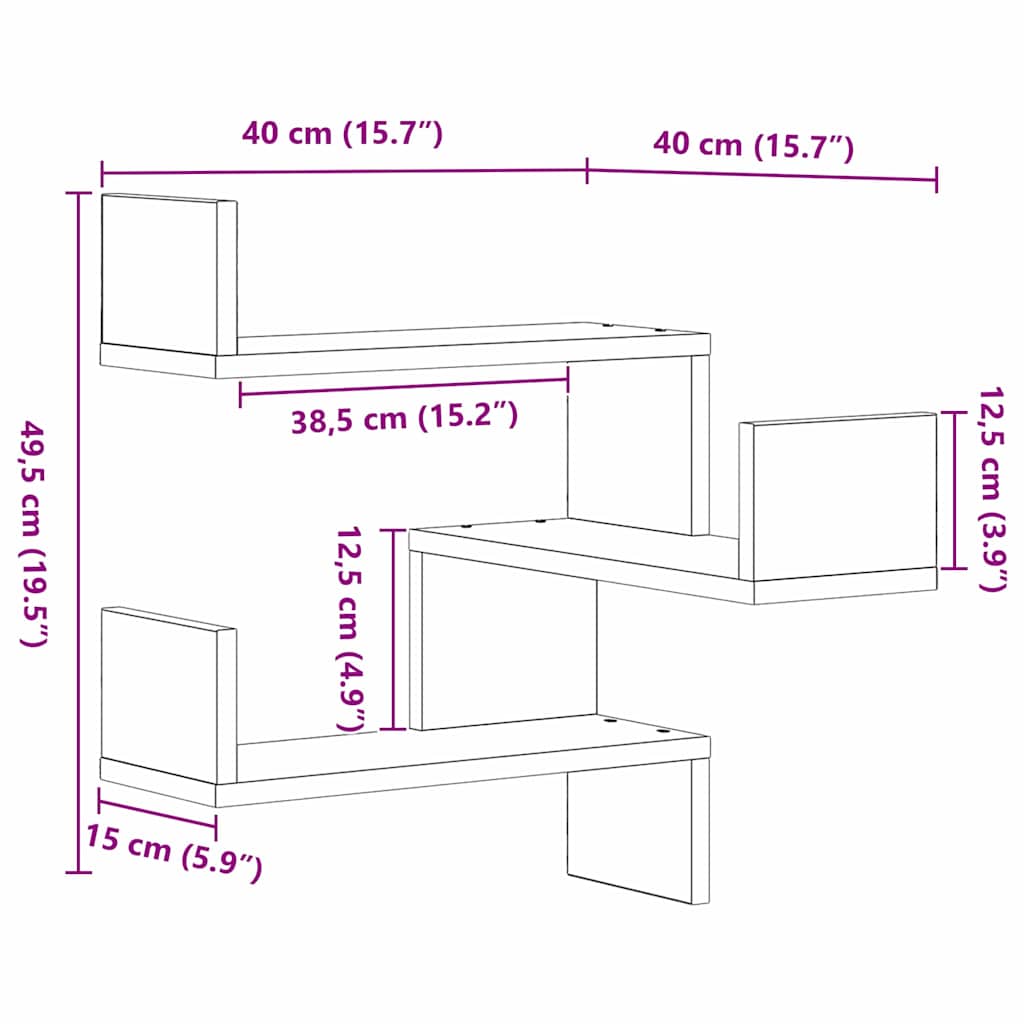 Wall Shelf Wall-Mounted Black Oak 40 x 40 x 49,5 cm