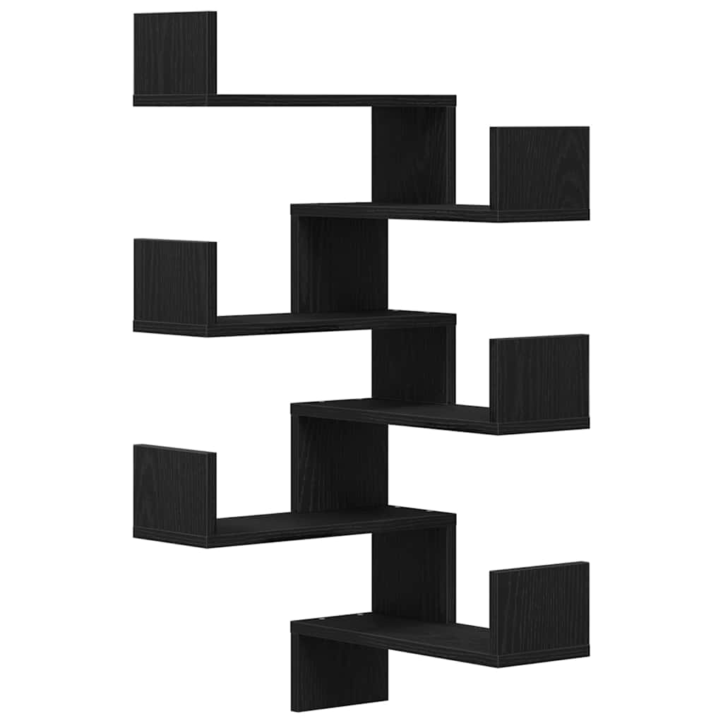 Wall Shelf Wall-Mounted 2 pcs Black Oak 40 x 40 x 49,5 cm