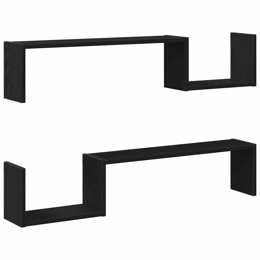 Wall Shelf 2 pcs Black Oak 100 x 15 x 20 cm Engineered Wood