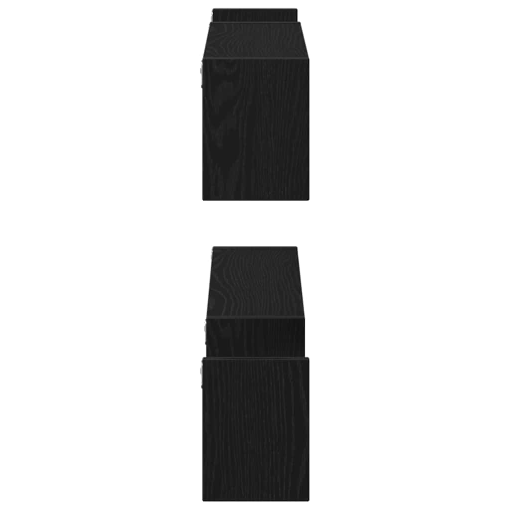 Wall Shelf 2 pcs Black Oak 100 x 15 x 20 cm Engineered Wood
