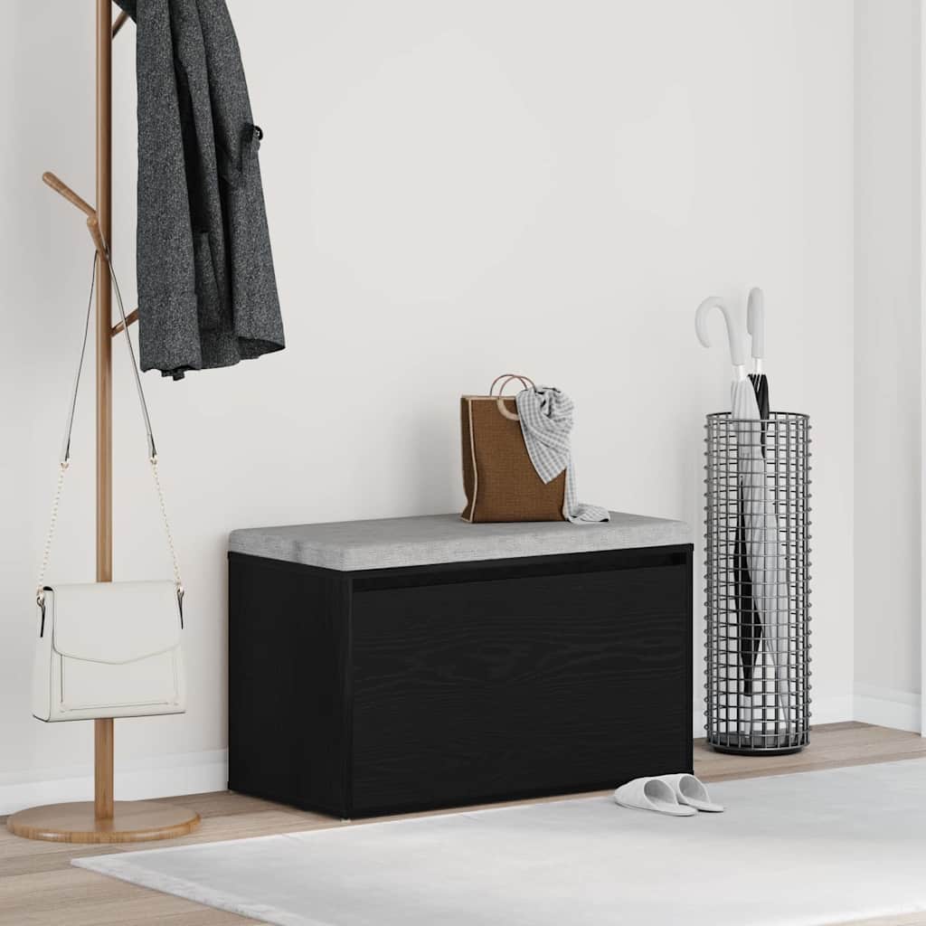 Hall Bench Black Oak 80 x 40 x 45 cm Engineered Wood