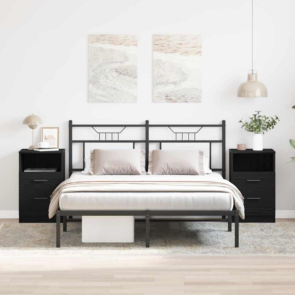 Bedside Cabinet 2 pcs Black Oak 40 x 36 x 65 cm Engineered Wood