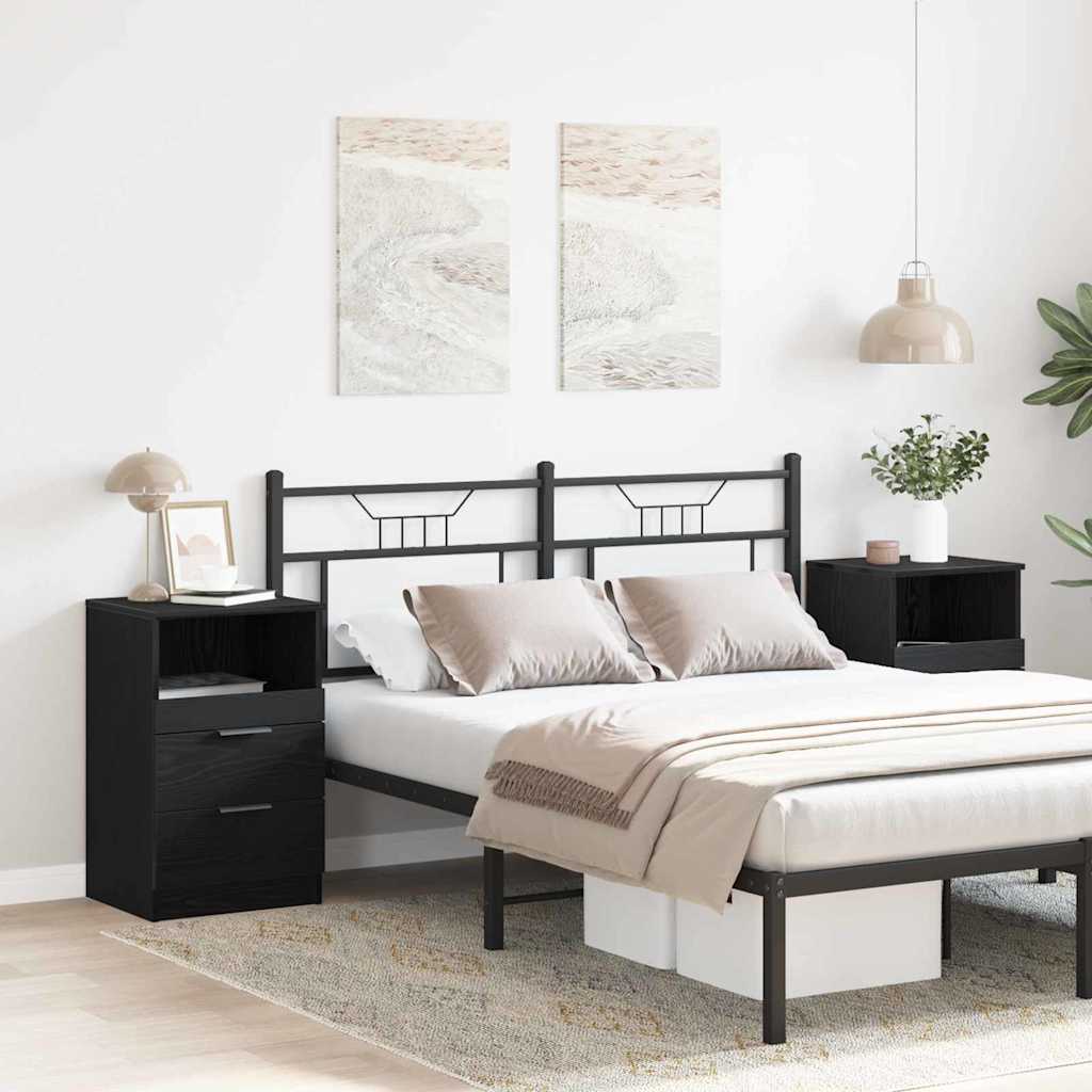 Bedside Cabinet 2 pcs Black Oak 40 x 36 x 65 cm Engineered Wood