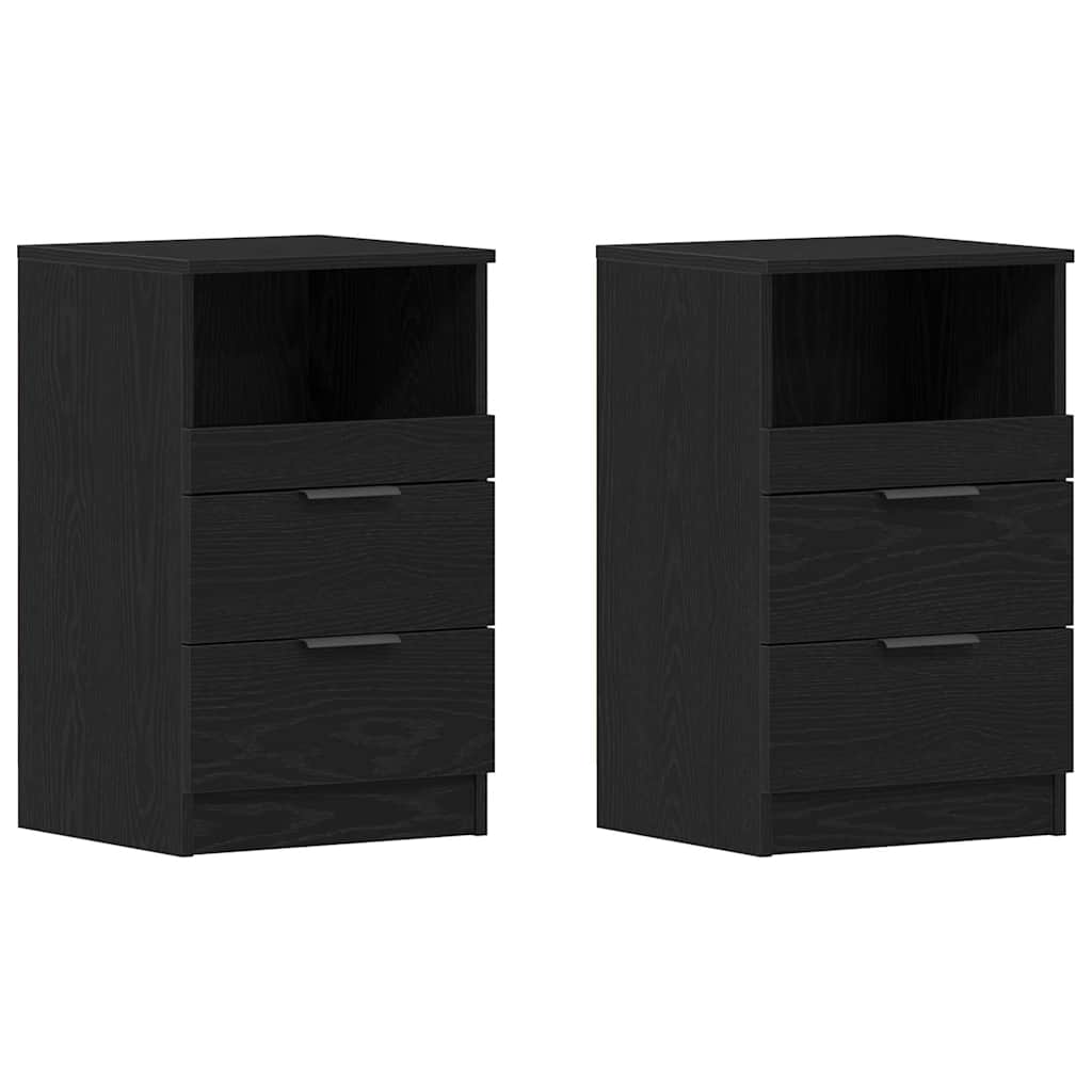 Bedside Cabinet 2 pcs Black Oak 40 x 36 x 65 cm Engineered Wood