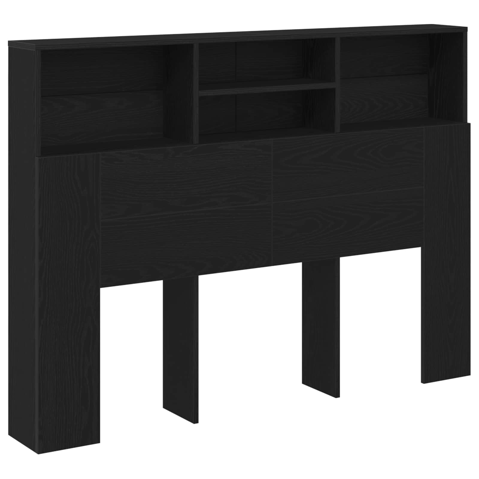 Headboard Cabinet Black Oak Engineered Wood