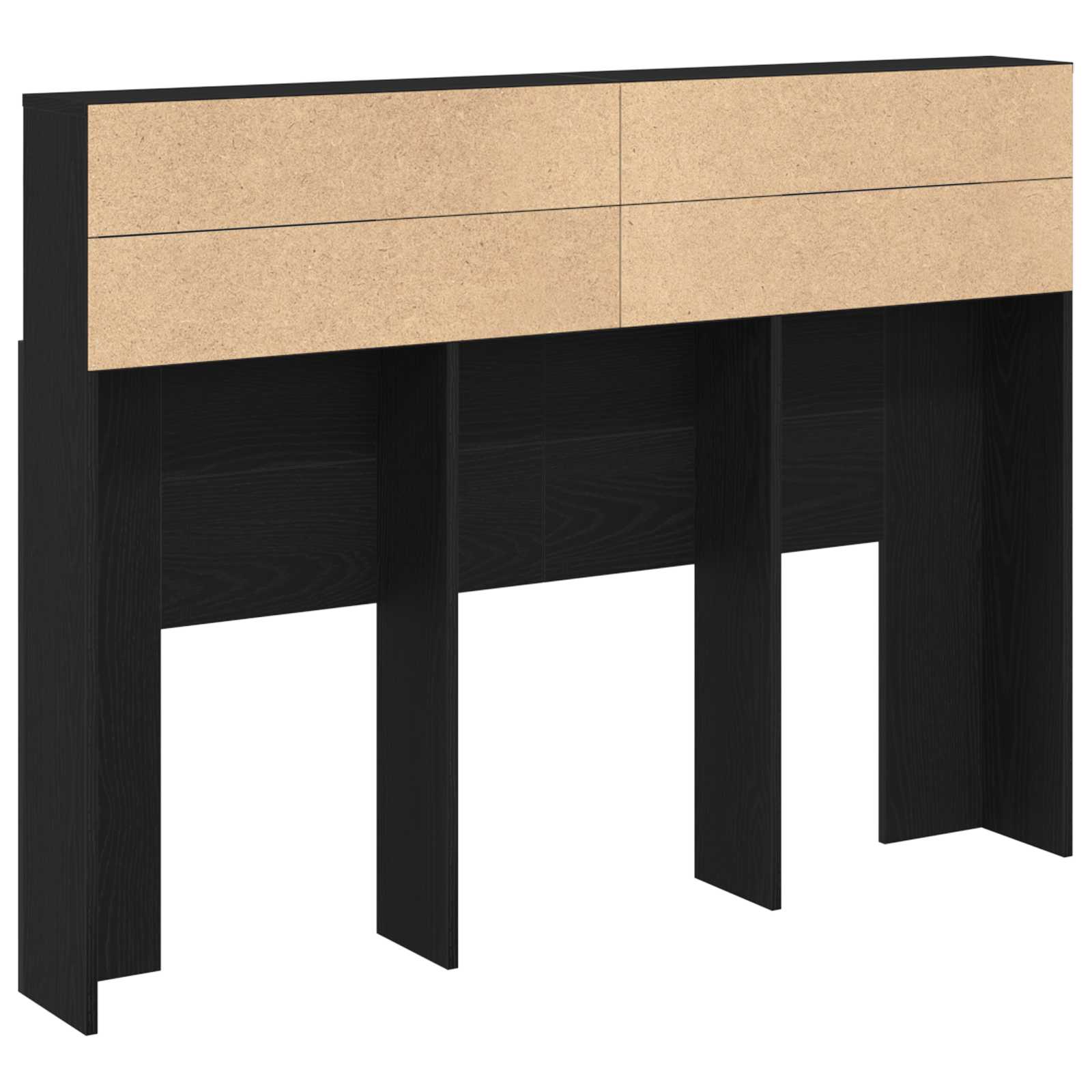 Headboard Cabinet Black Oak Engineered Wood