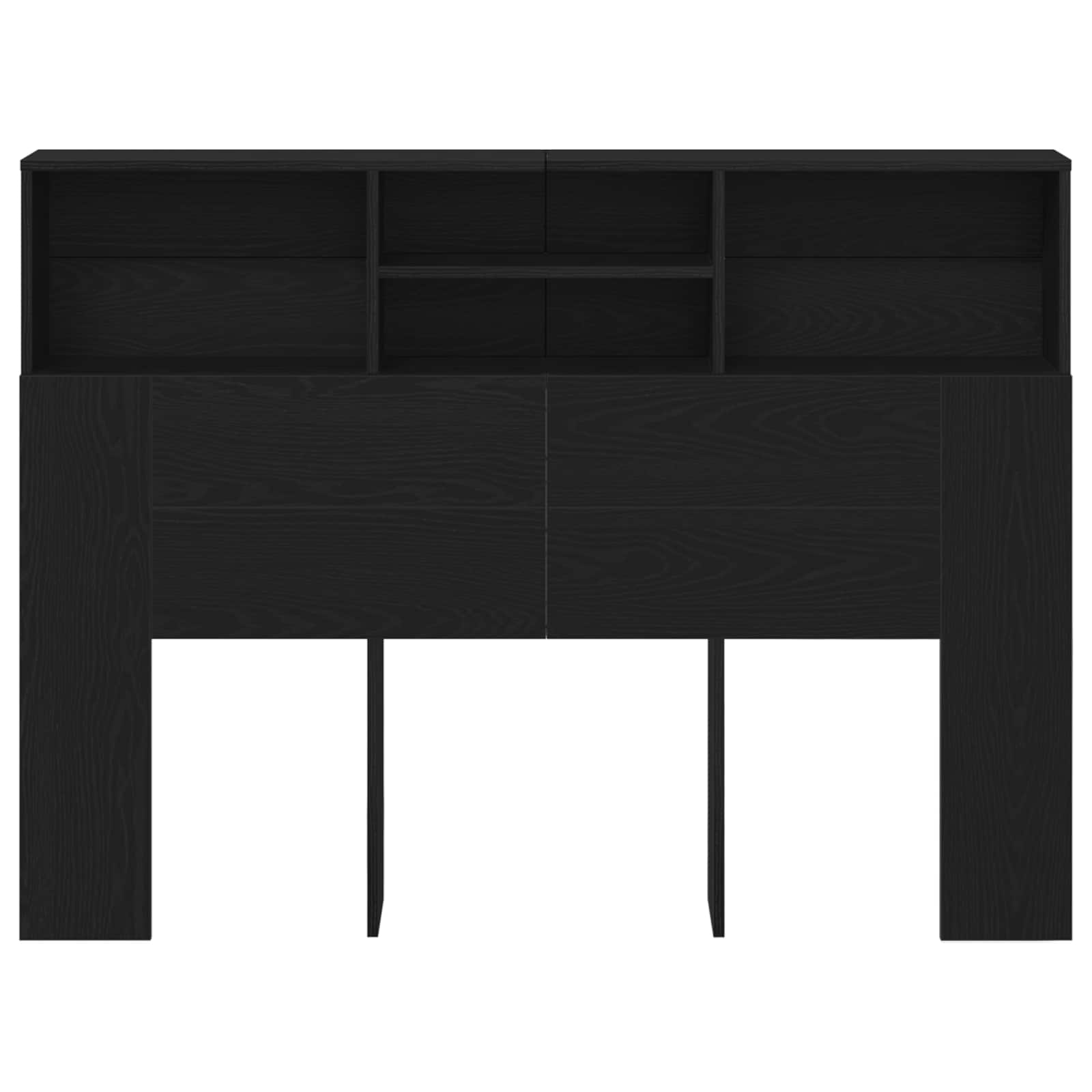 Headboard Cabinet Black Oak Engineered Wood