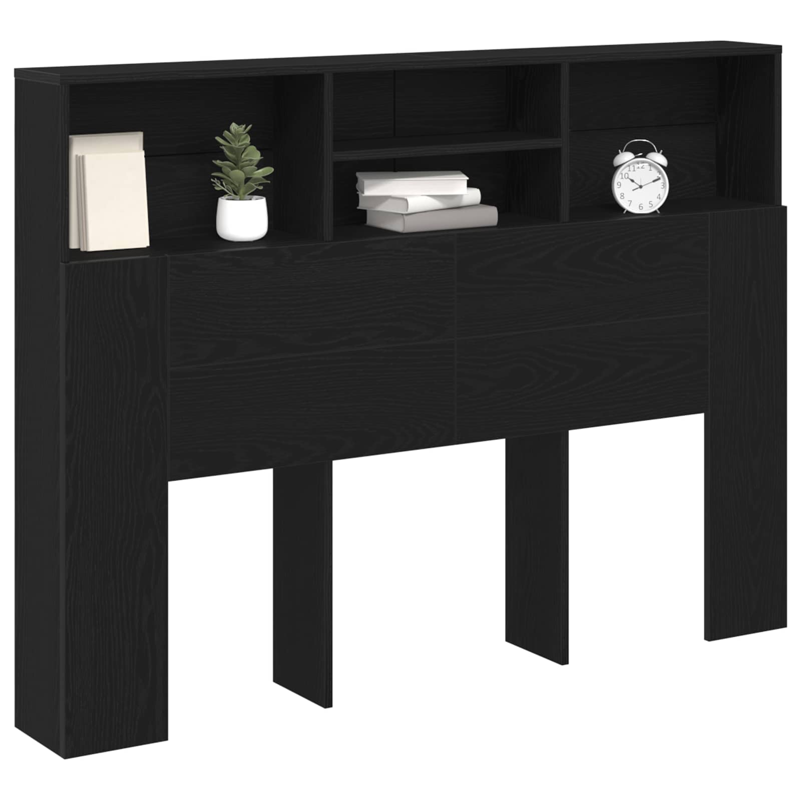 Headboard Cabinet Black Oak Engineered Wood
