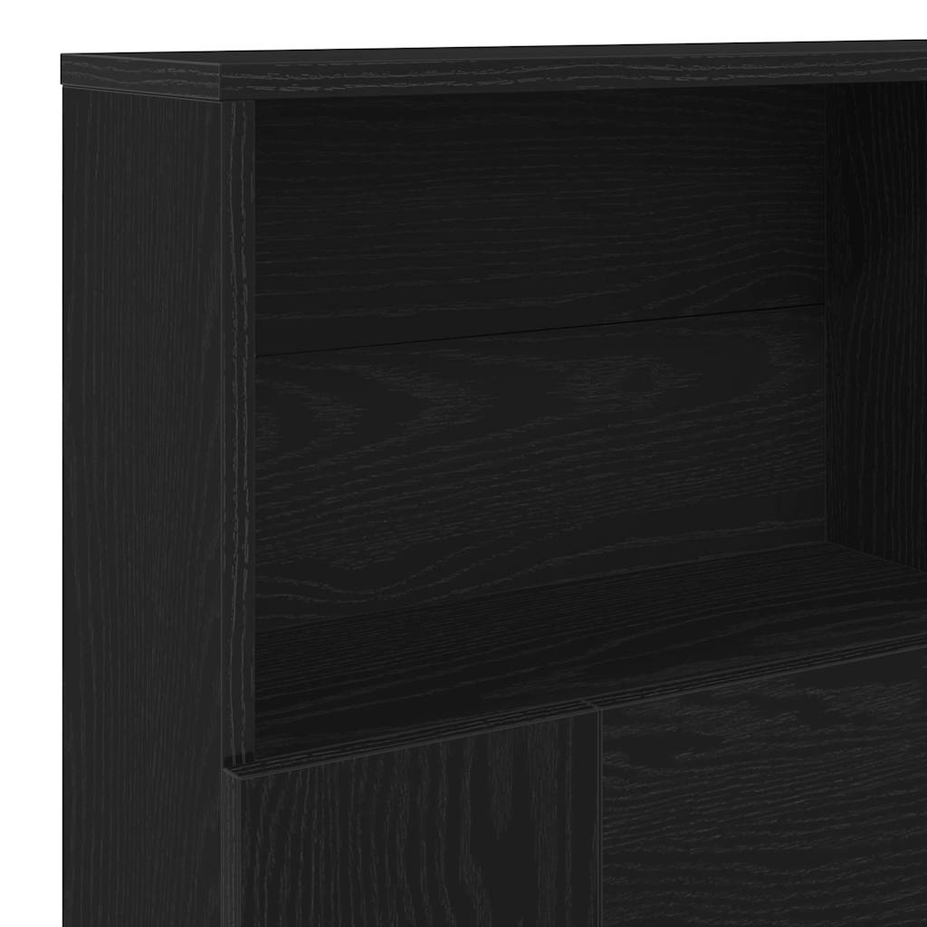 Headboard Cabinet Black Oak Engineered Wood
