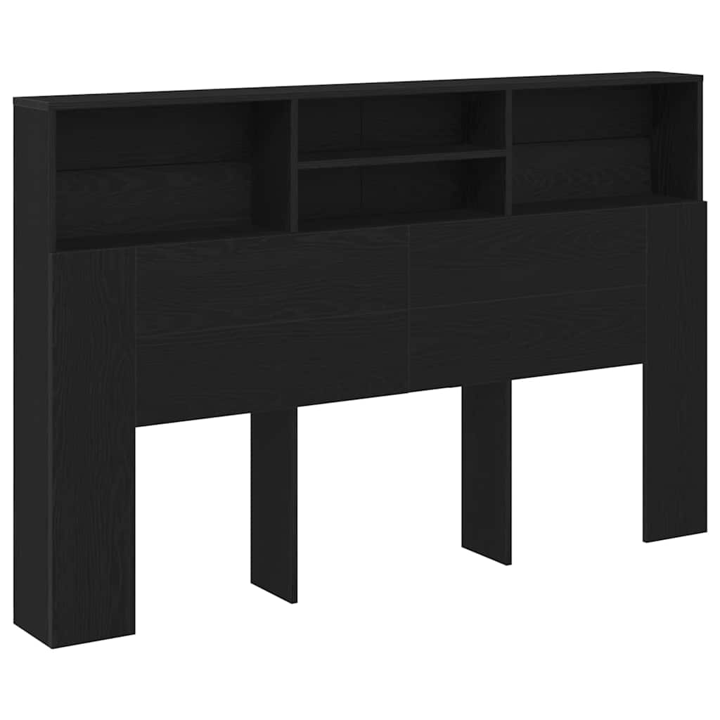 Headboard Cabinet Black Oak Engineered Wood