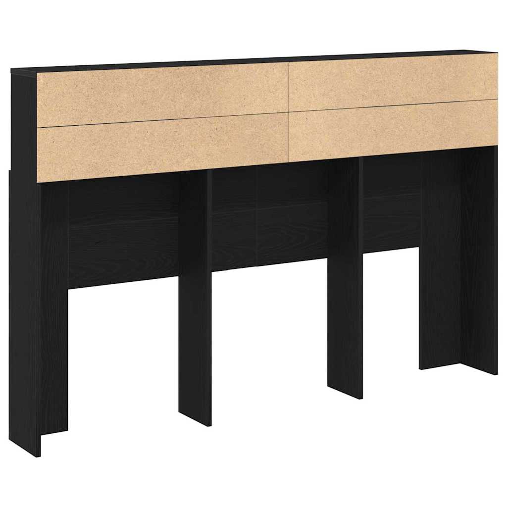 Headboard Cabinet Black Oak Engineered Wood