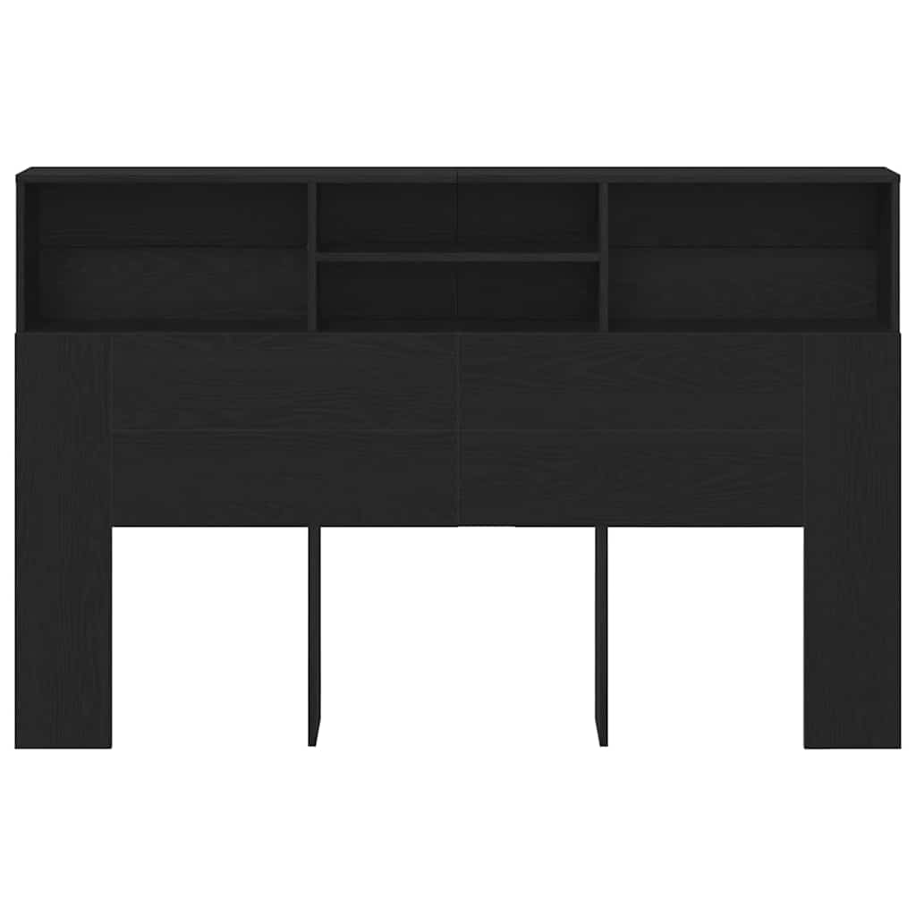 Headboard Cabinet Black Oak Engineered Wood