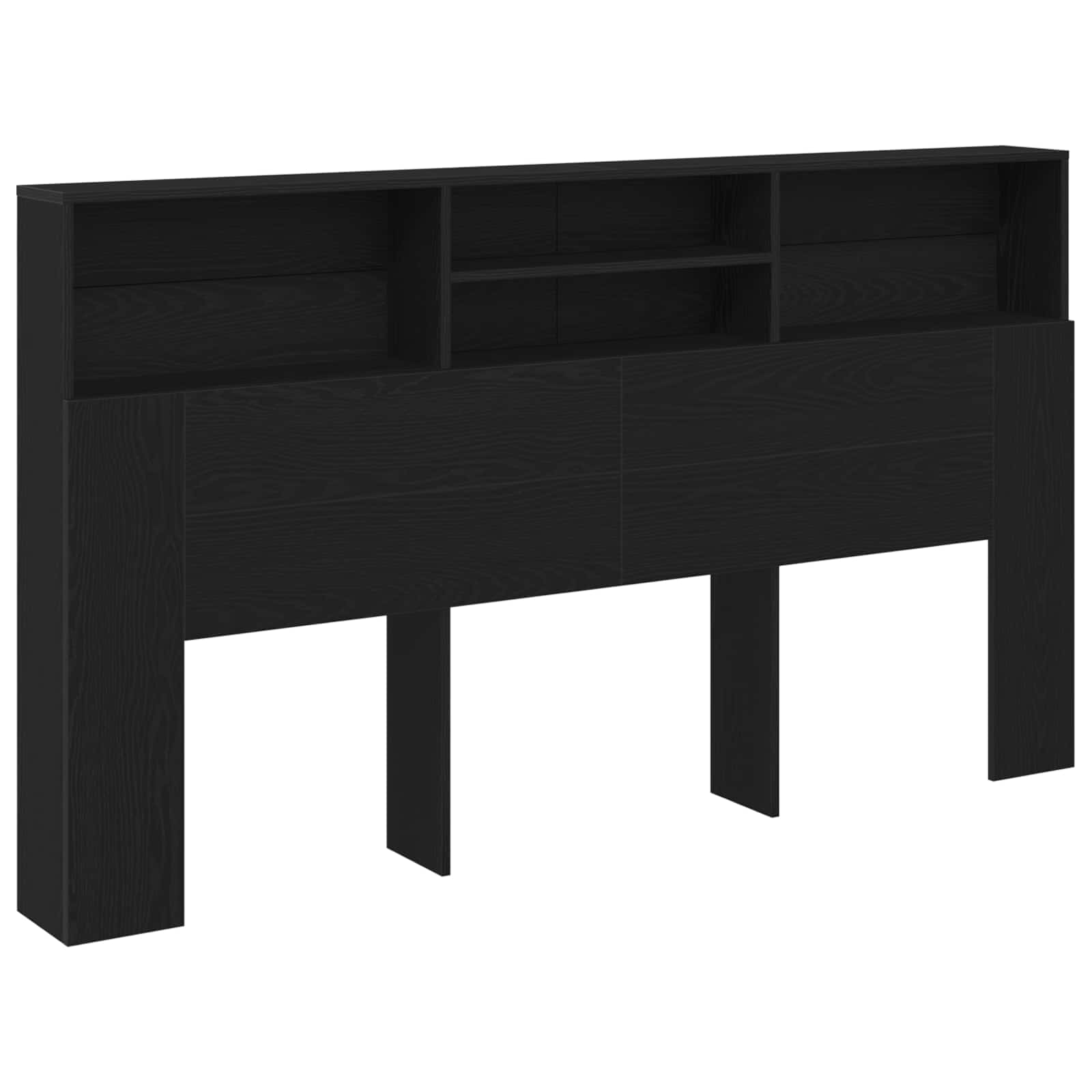 Headboard Cabinet Black Oak Engineered Wood