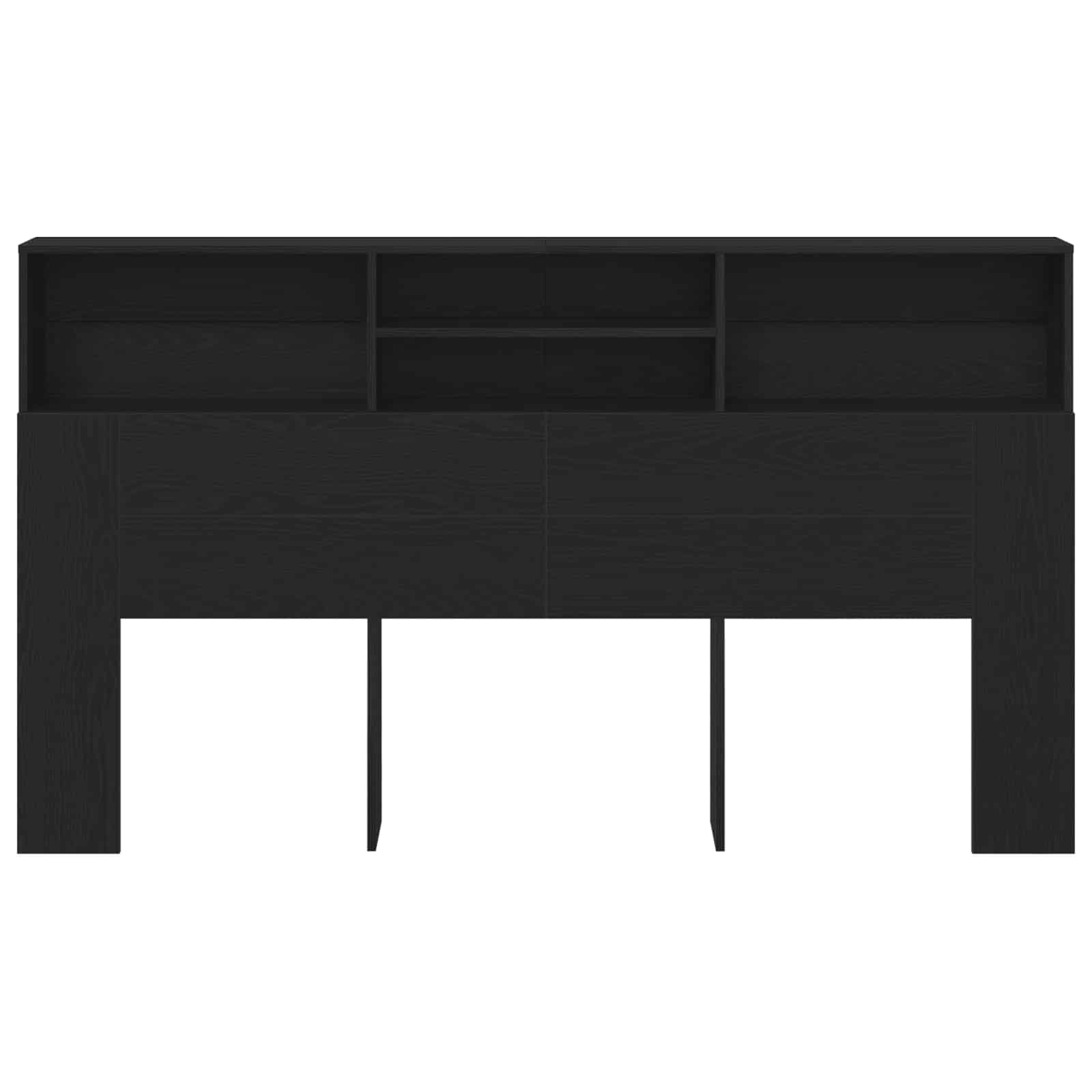 Headboard Cabinet Black Oak Engineered Wood