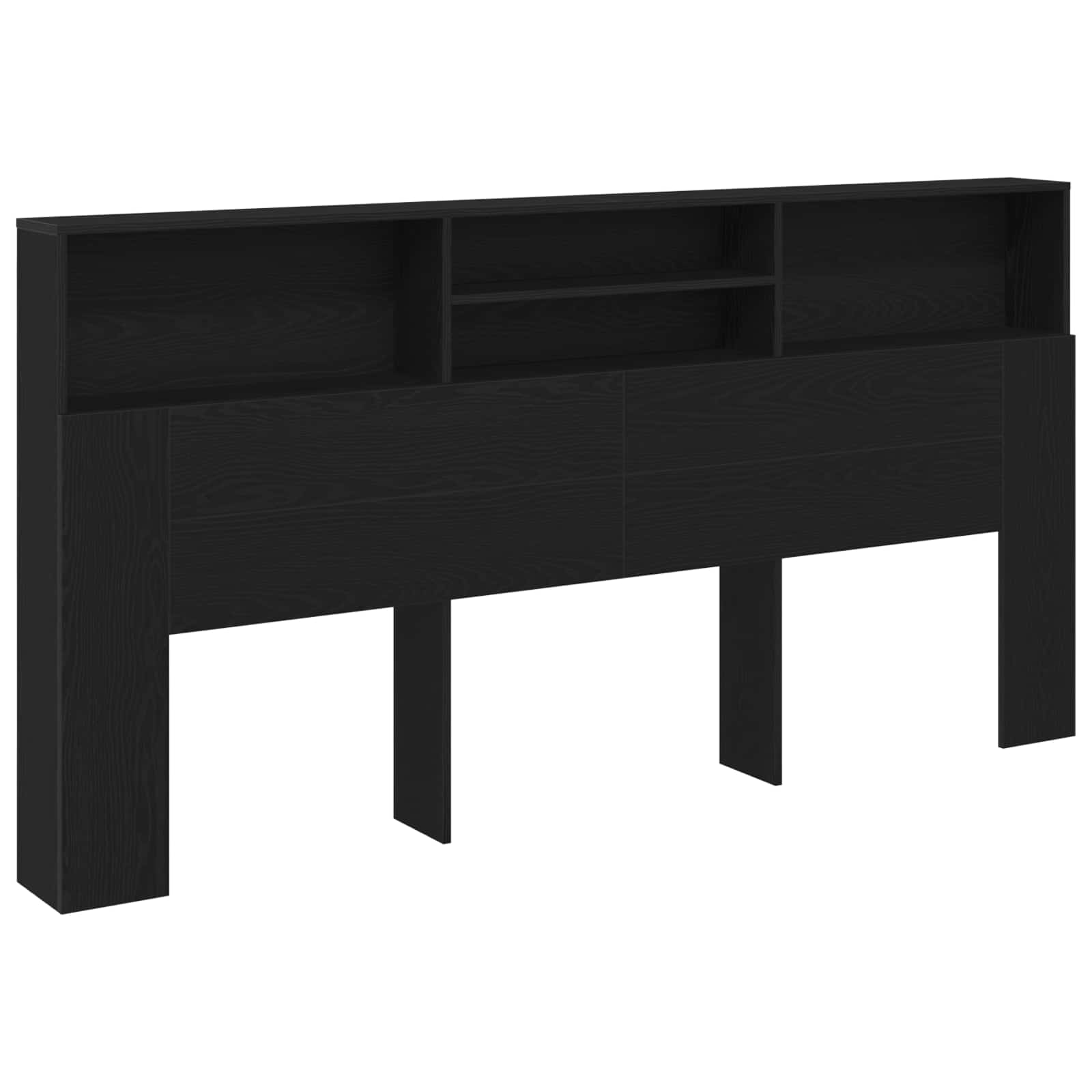 Headboard Cabinet Black Oak Engineered Wood