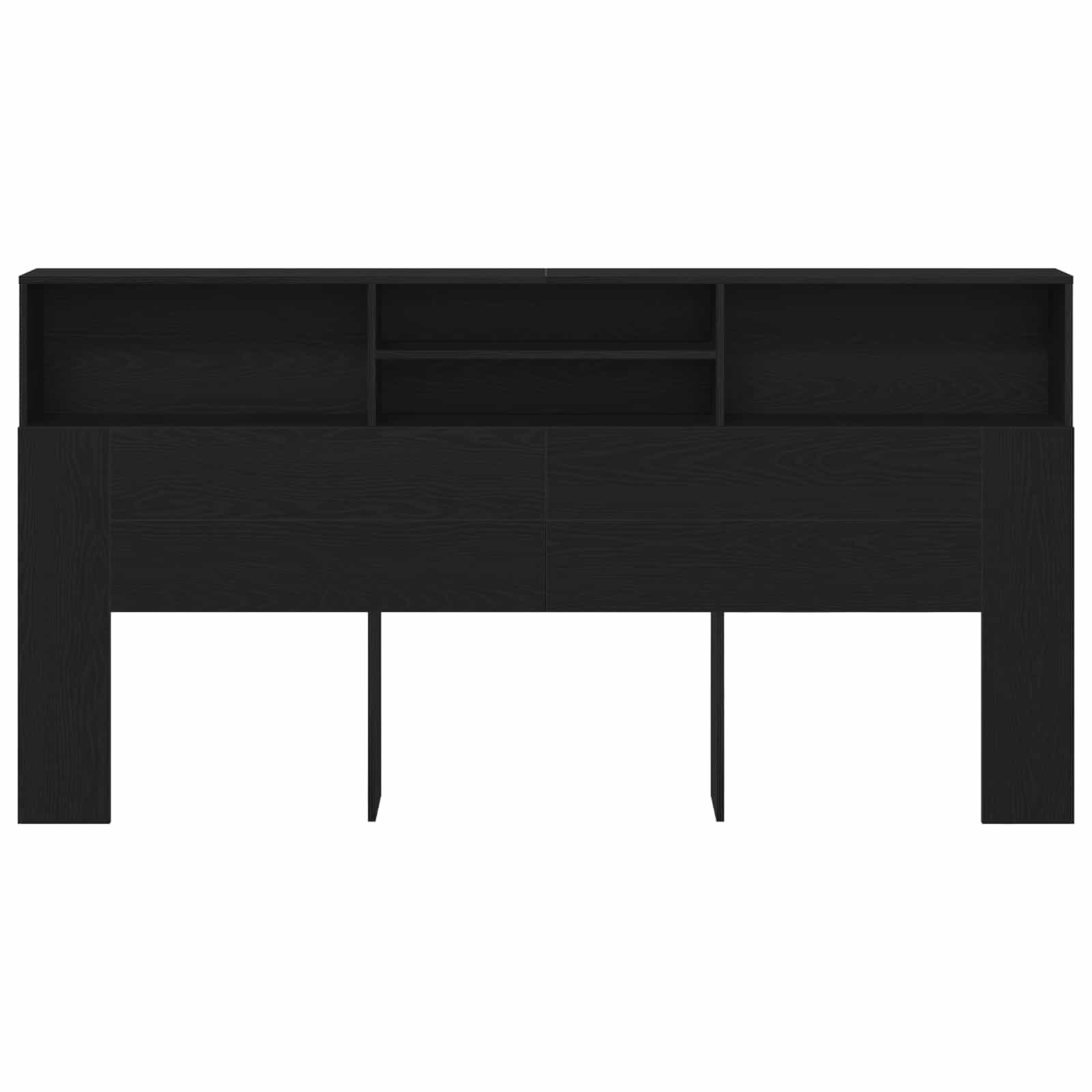 Headboard Cabinet Black Oak Engineered Wood