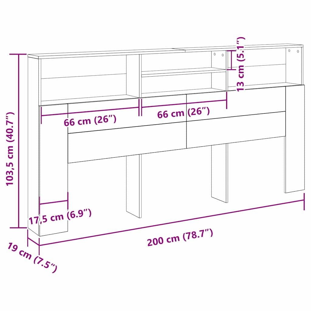 Headboard Cabinet Black Oak Engineered Wood