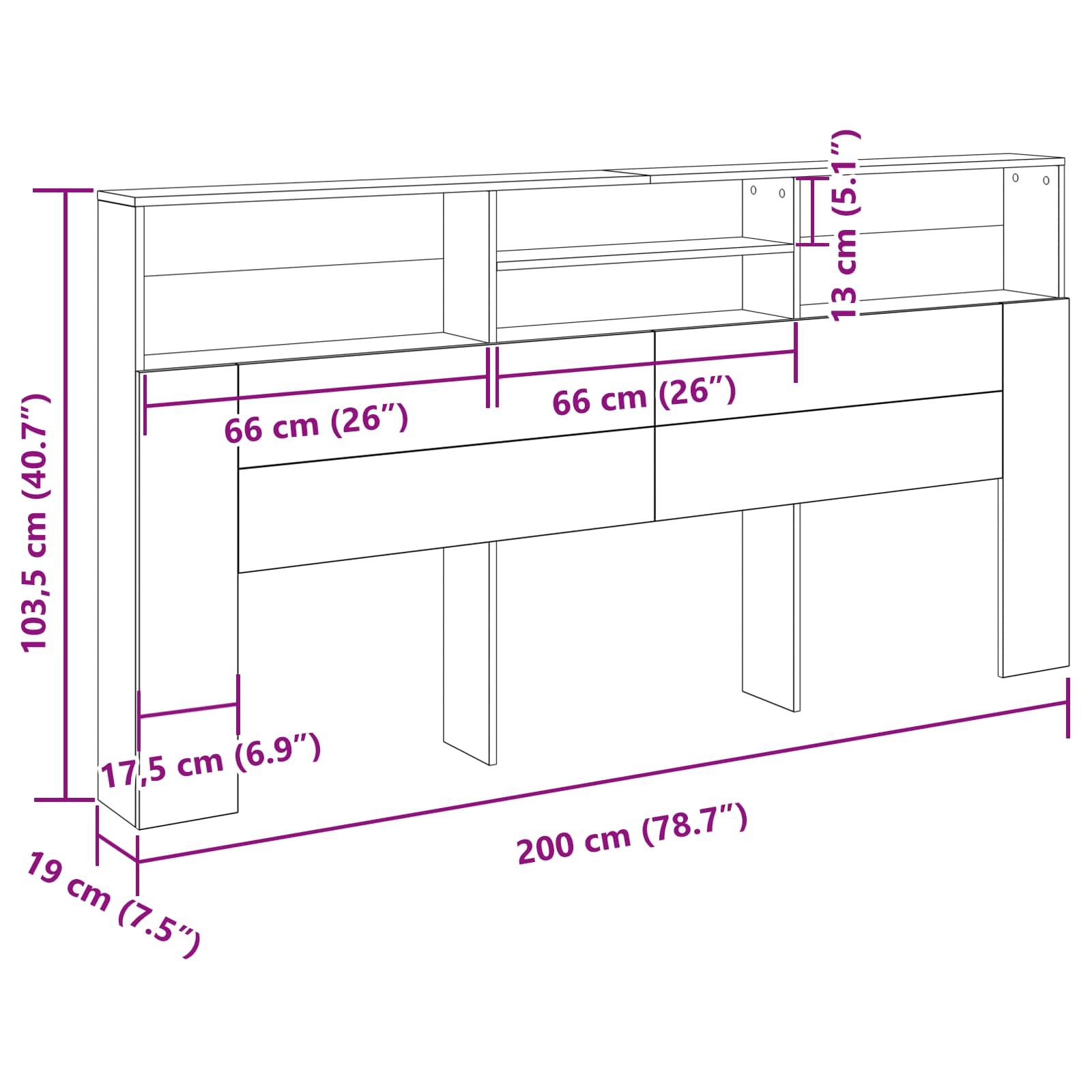 Headboard Cabinet Black Oak Engineered Wood