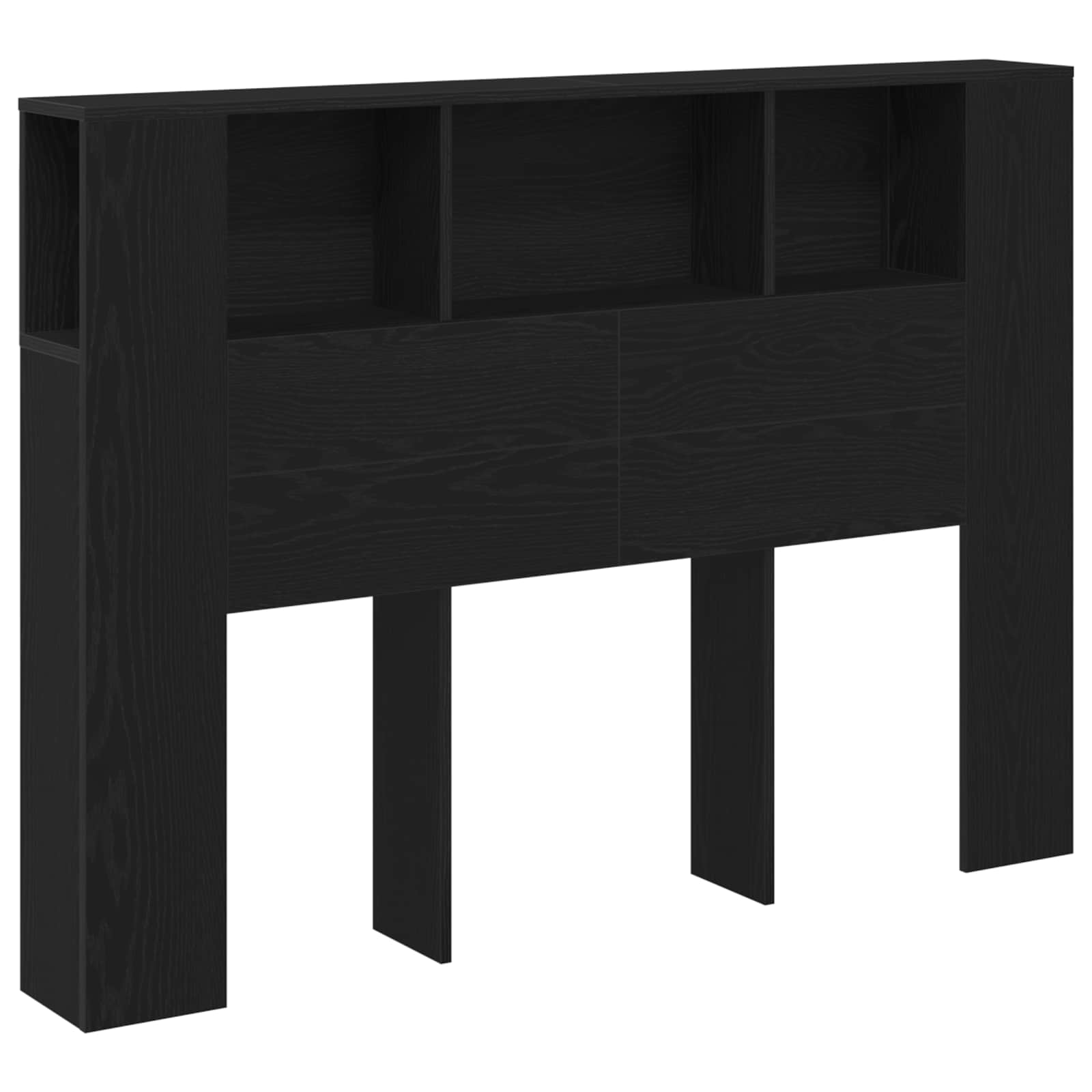 Headboard Cabinet Black Oak Engineered Wood
