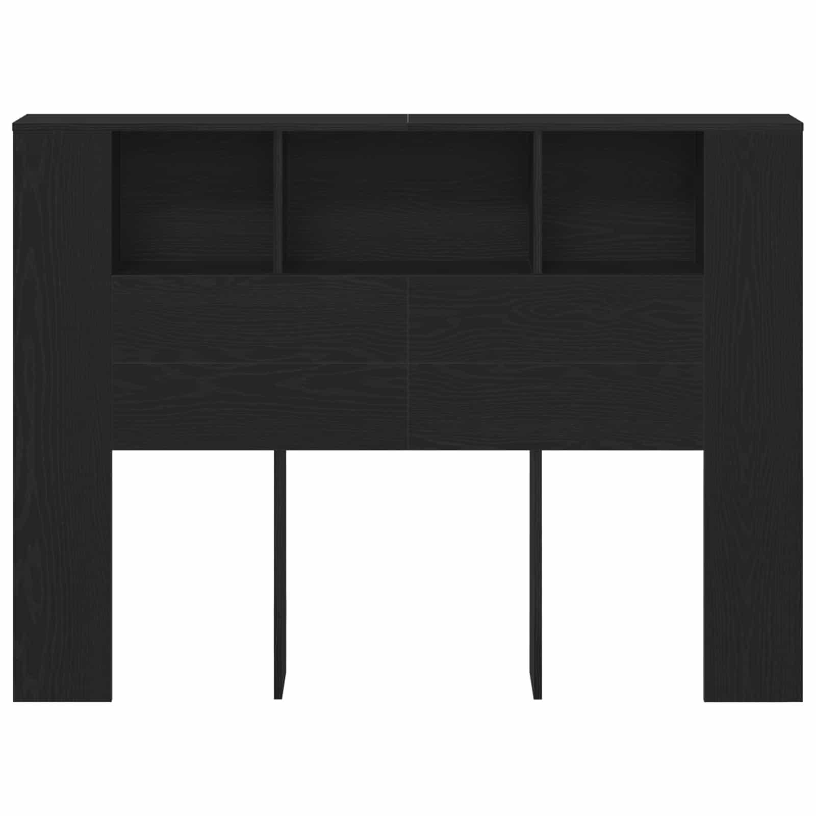 Headboard Cabinet Black Oak Engineered Wood
