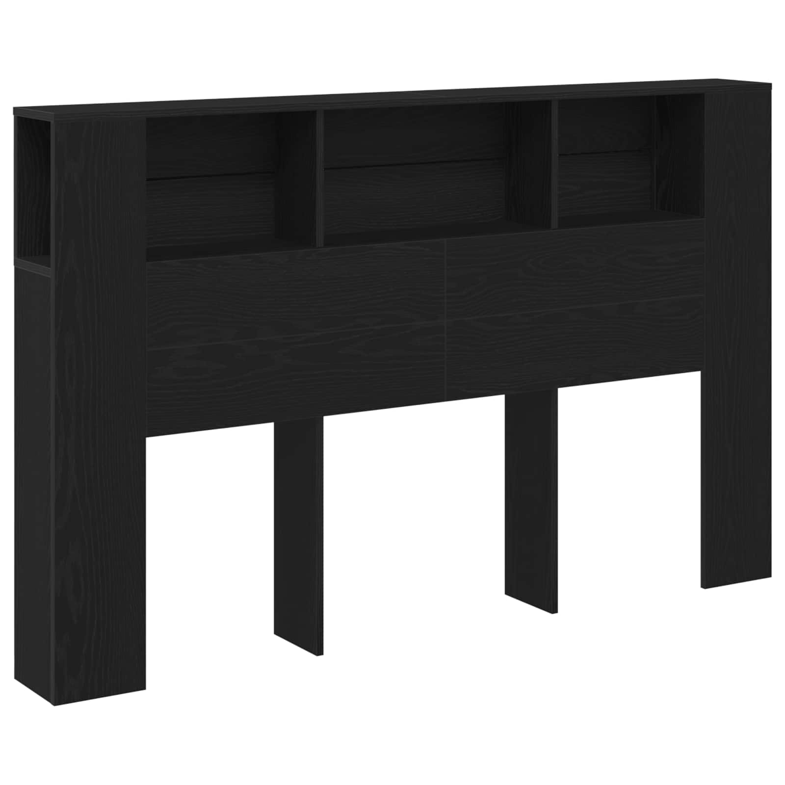 Headboard Cabinet Black Oak Engineered Wood