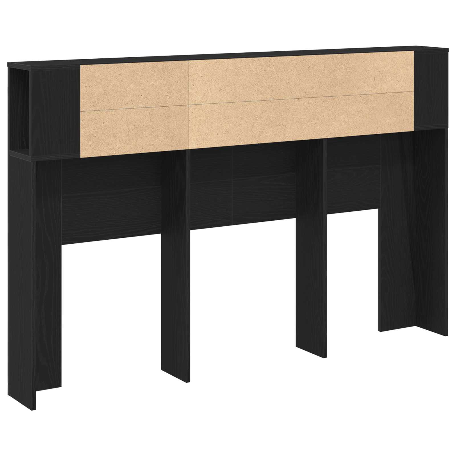 Headboard Cabinet Black Oak Engineered Wood