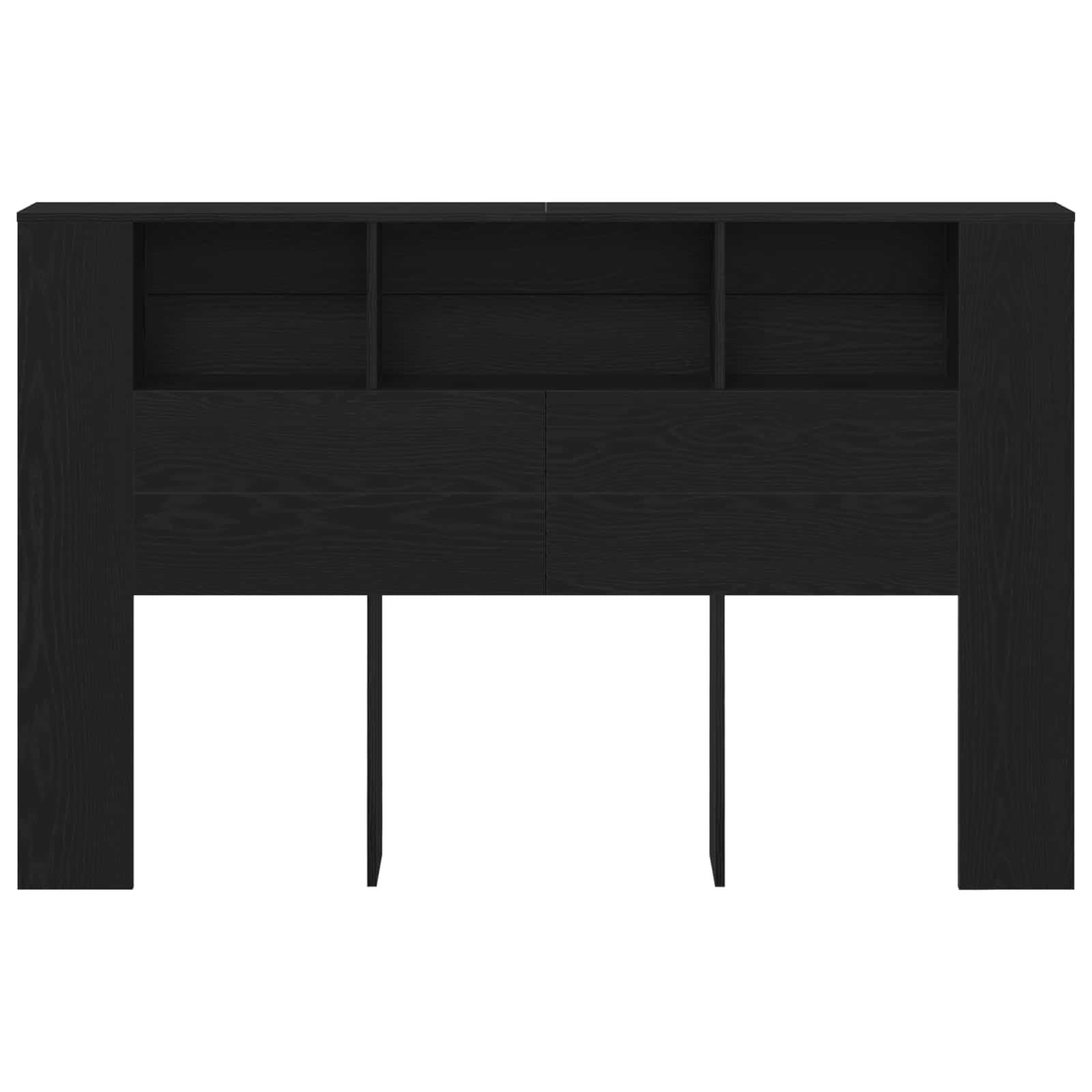 Headboard Cabinet Black Oak Engineered Wood