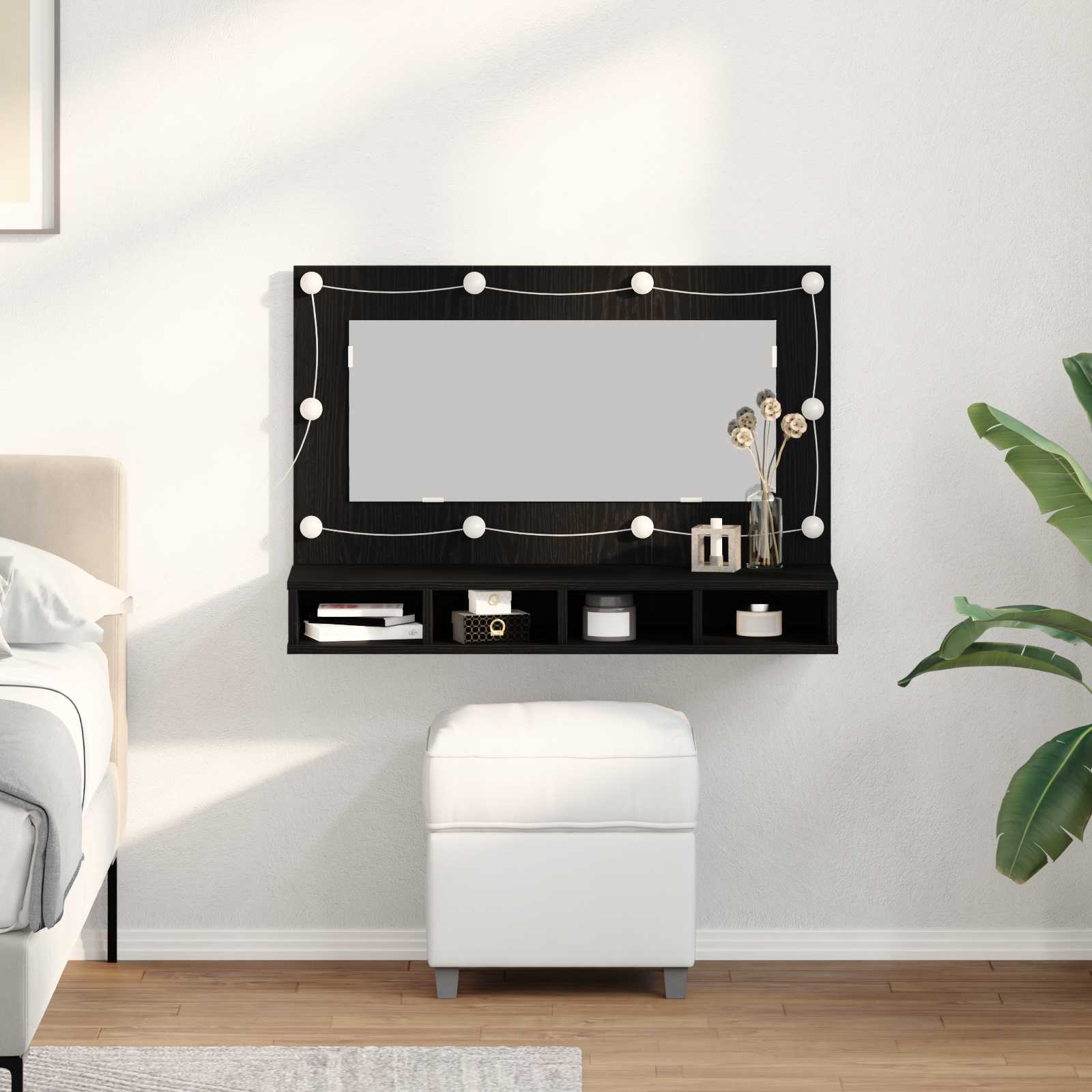 Mirror Cabinet Black Oak 90 x 31,5 x 62 cm Engineered Wood