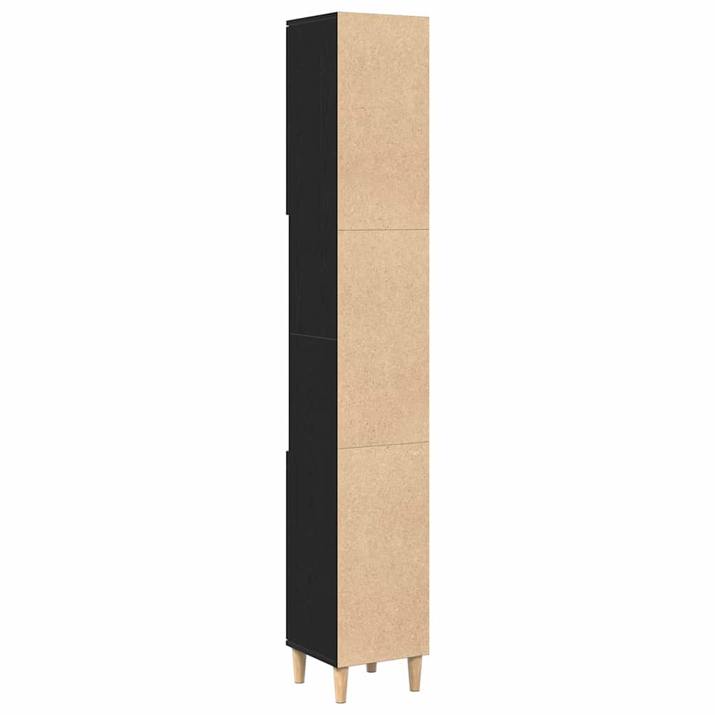 Bathroom Cabinet Black Oak 30 x 30 x 190 cm Engineered Wood
