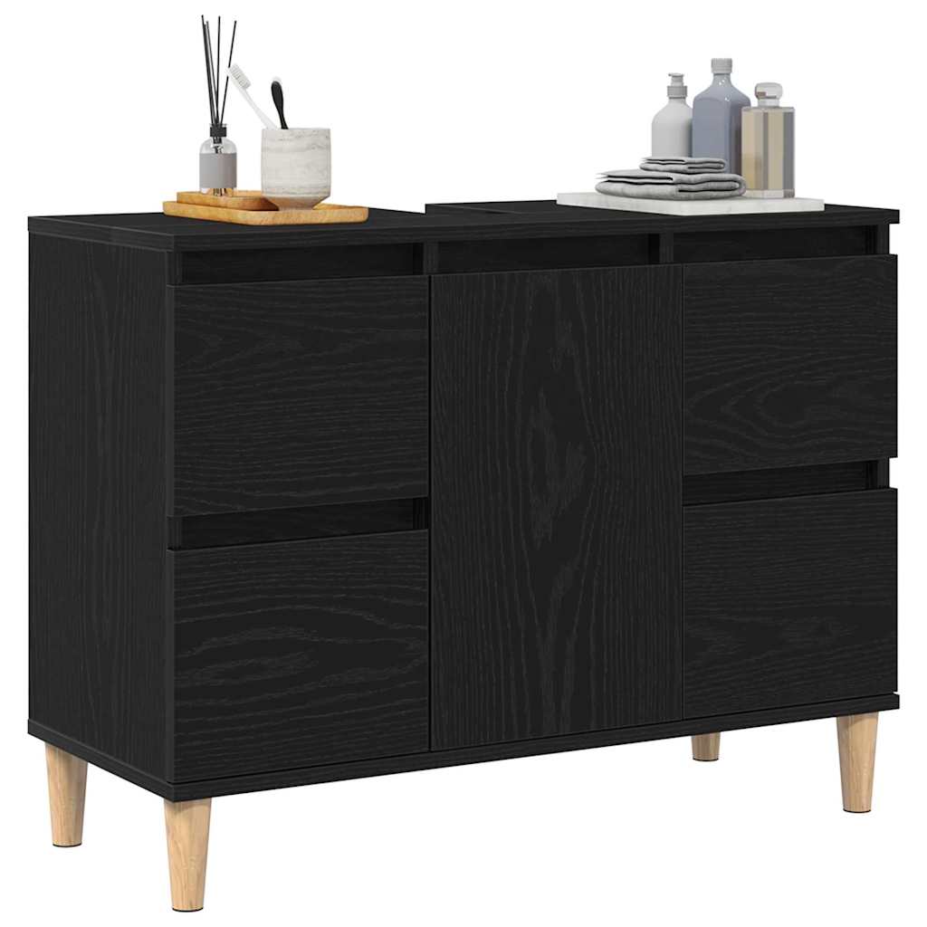Bathroom Sink Cabinet Black Oak 80 x 33 x 60 cm Engineered Wood