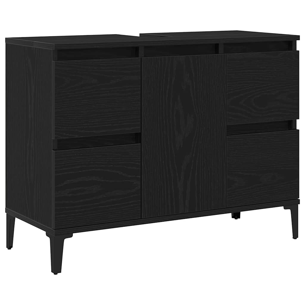 Bathroom Sink Cabinet Black Oak 80 x 33 x 60 cm Engineered Wood