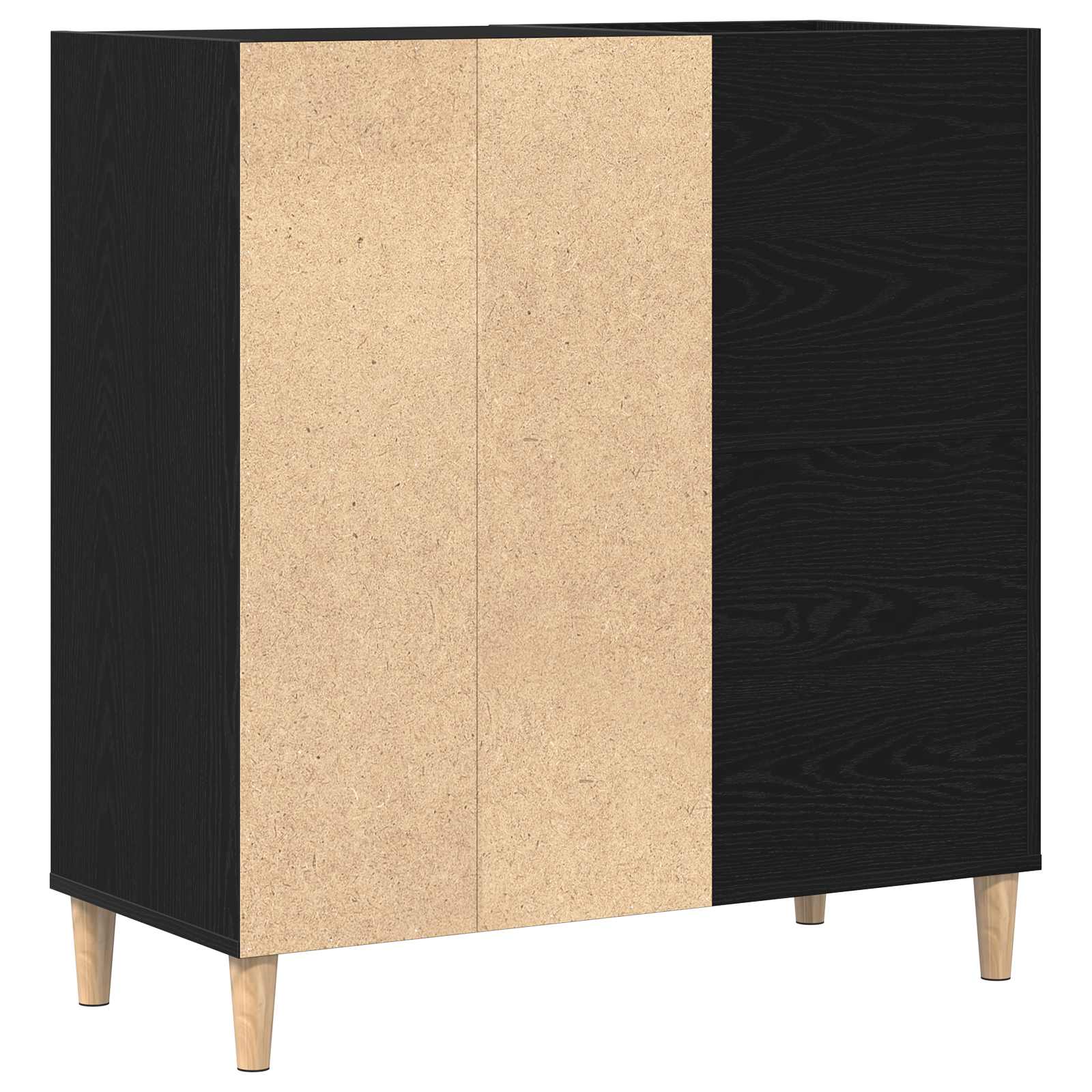 Record Cabinet Black Oak 84,5 x 38 x 89 cm Engineered Wood