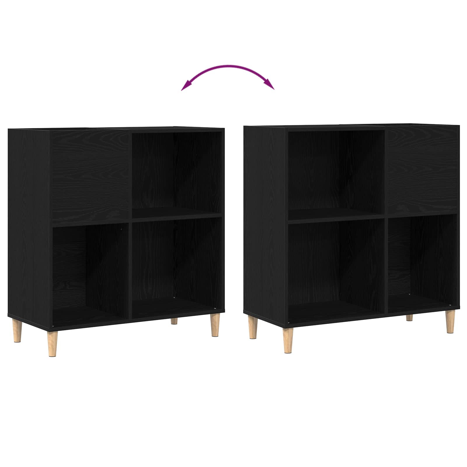 Record Cabinet Black Oak 84,5 x 38 x 89 cm Engineered Wood