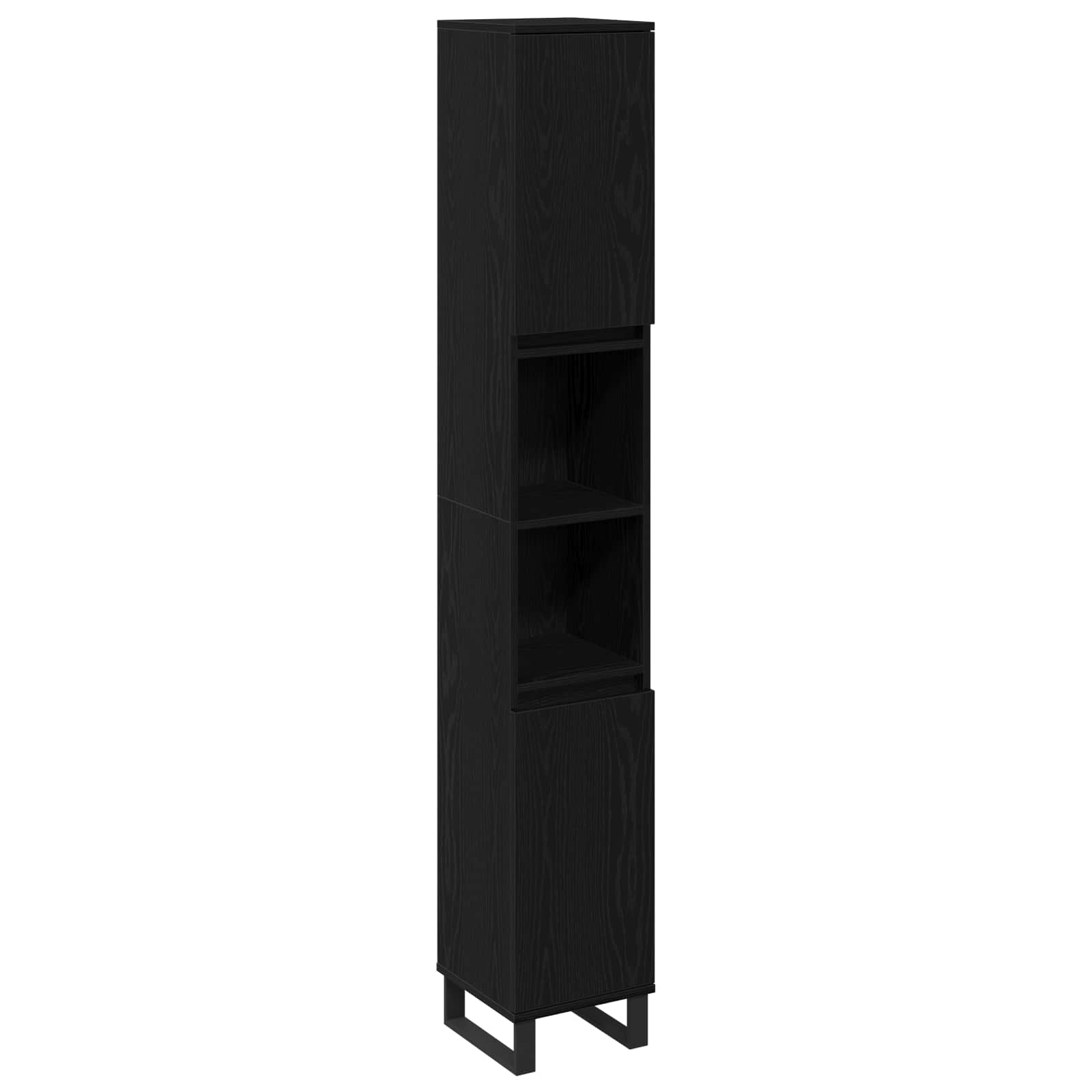 Bathroom Cabinet Black Oak 30 x 30 x 190 cm Engineered Wood