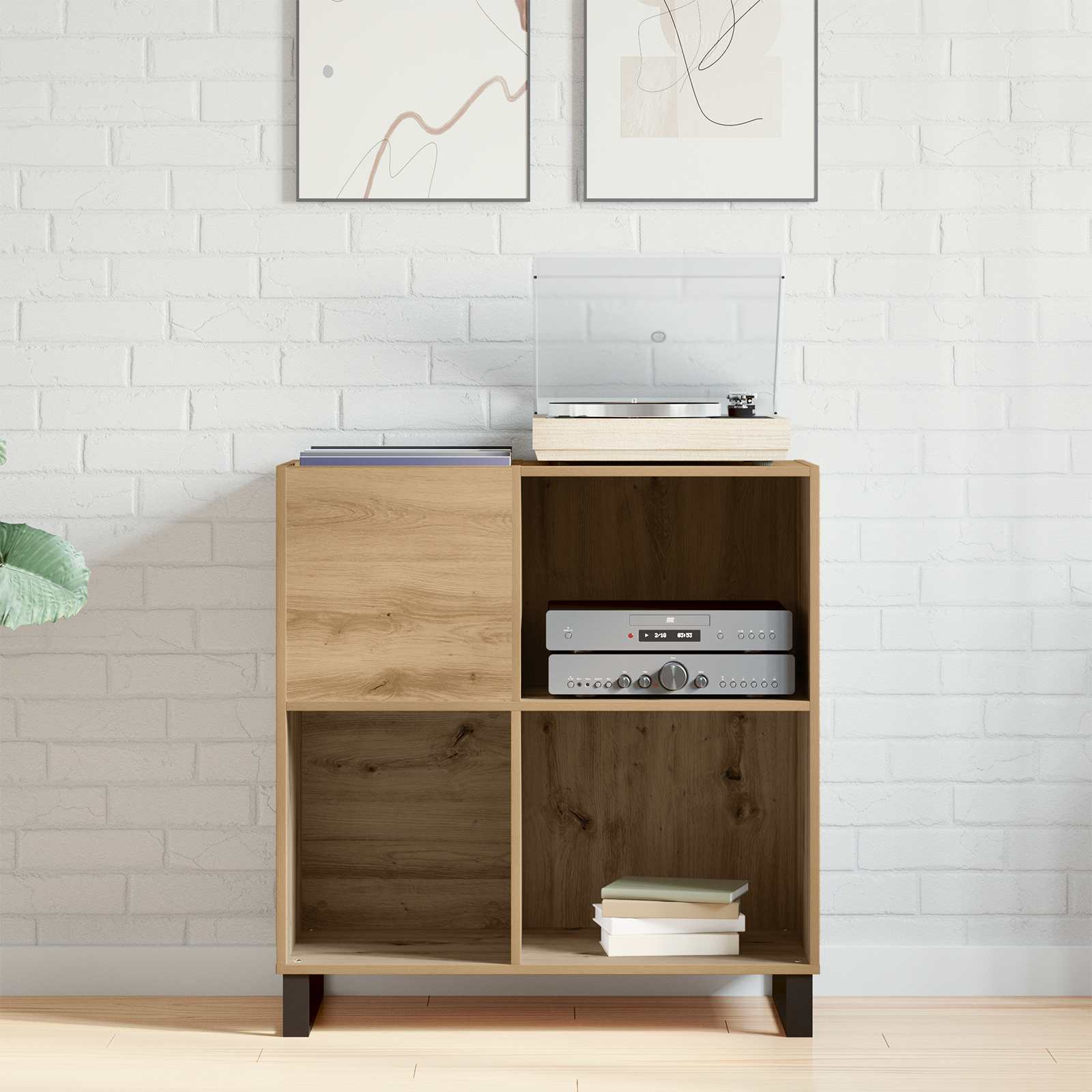Record Cabinet Artisan oak 84,5 x 38 x 89 cm Engineered Wood